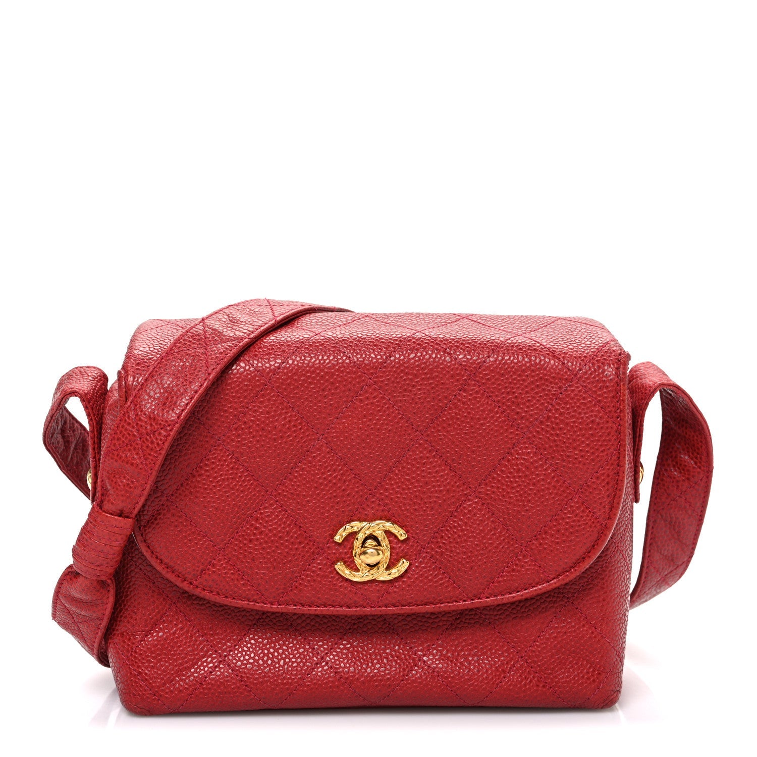 Caviar Quilted Shoulder Bag Red