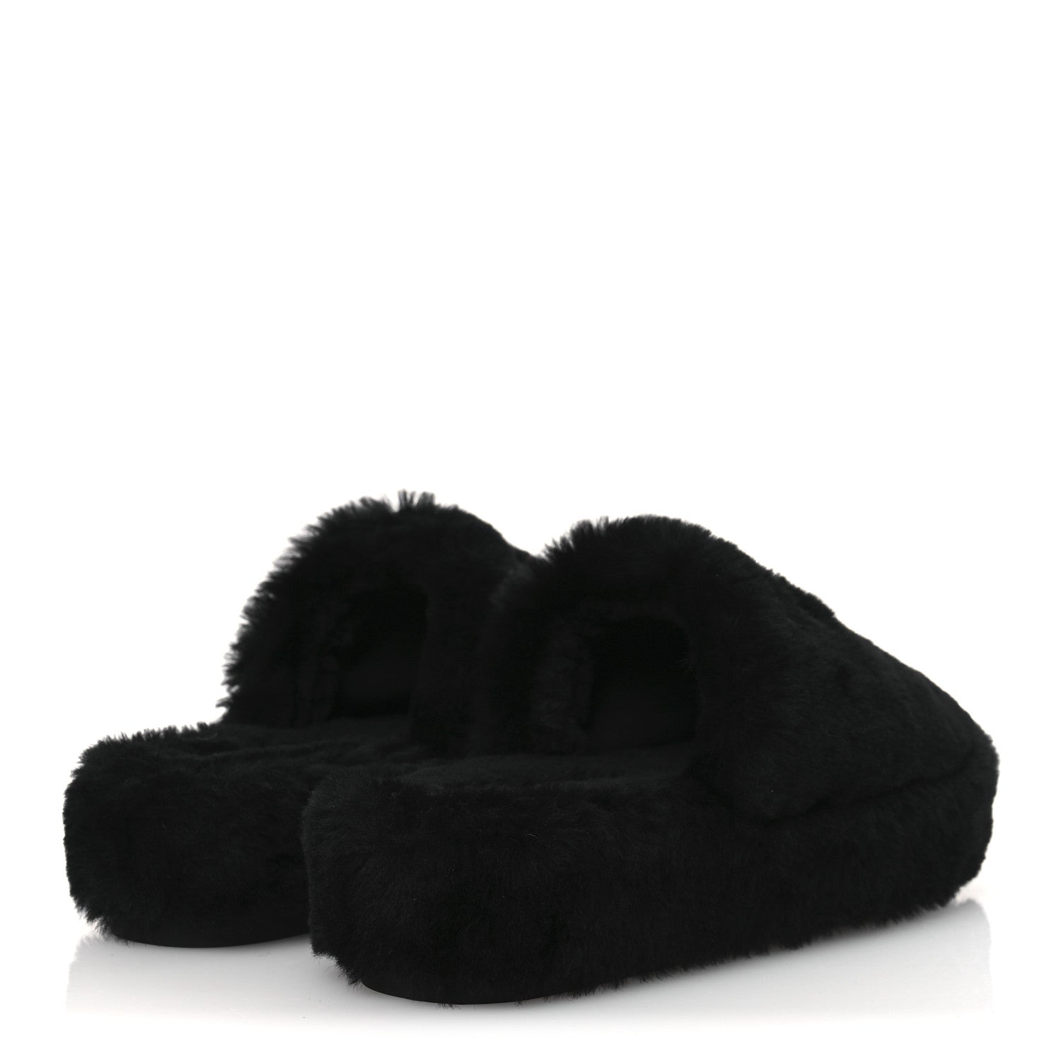 Shearling CC Flat Mules 40 Black
