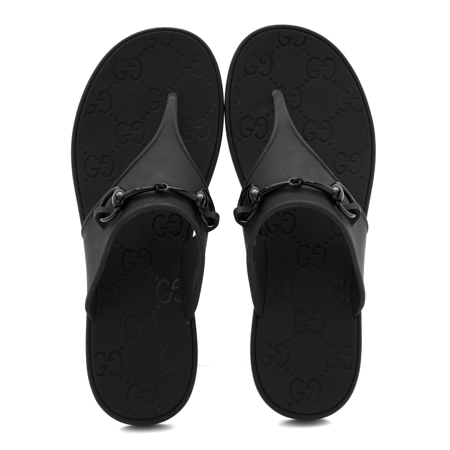 Rubber Womens Horsebit Thong Sandals 38 Black