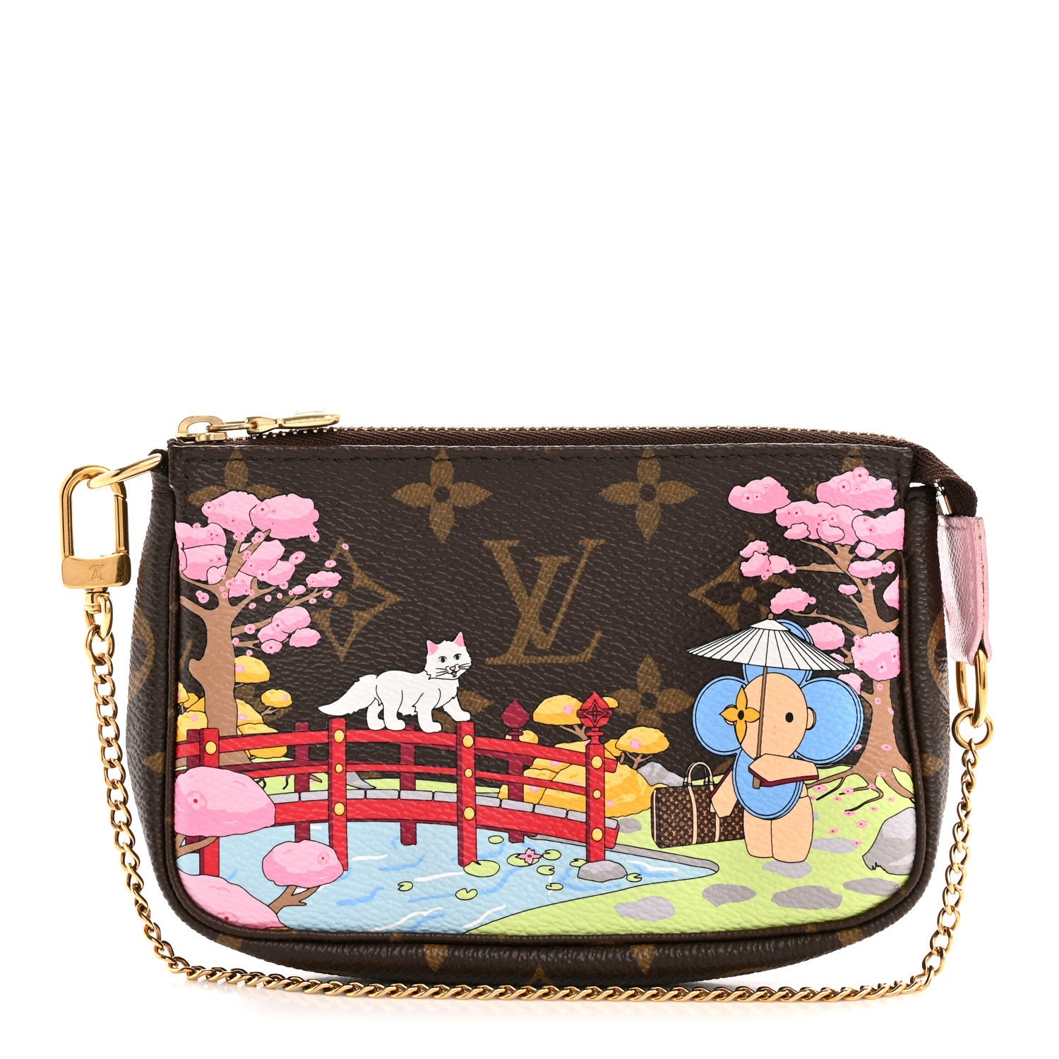 Monogram 2021 Christmas Animation Japanese Garden Mini Pochette Accessories Wisteria Pink