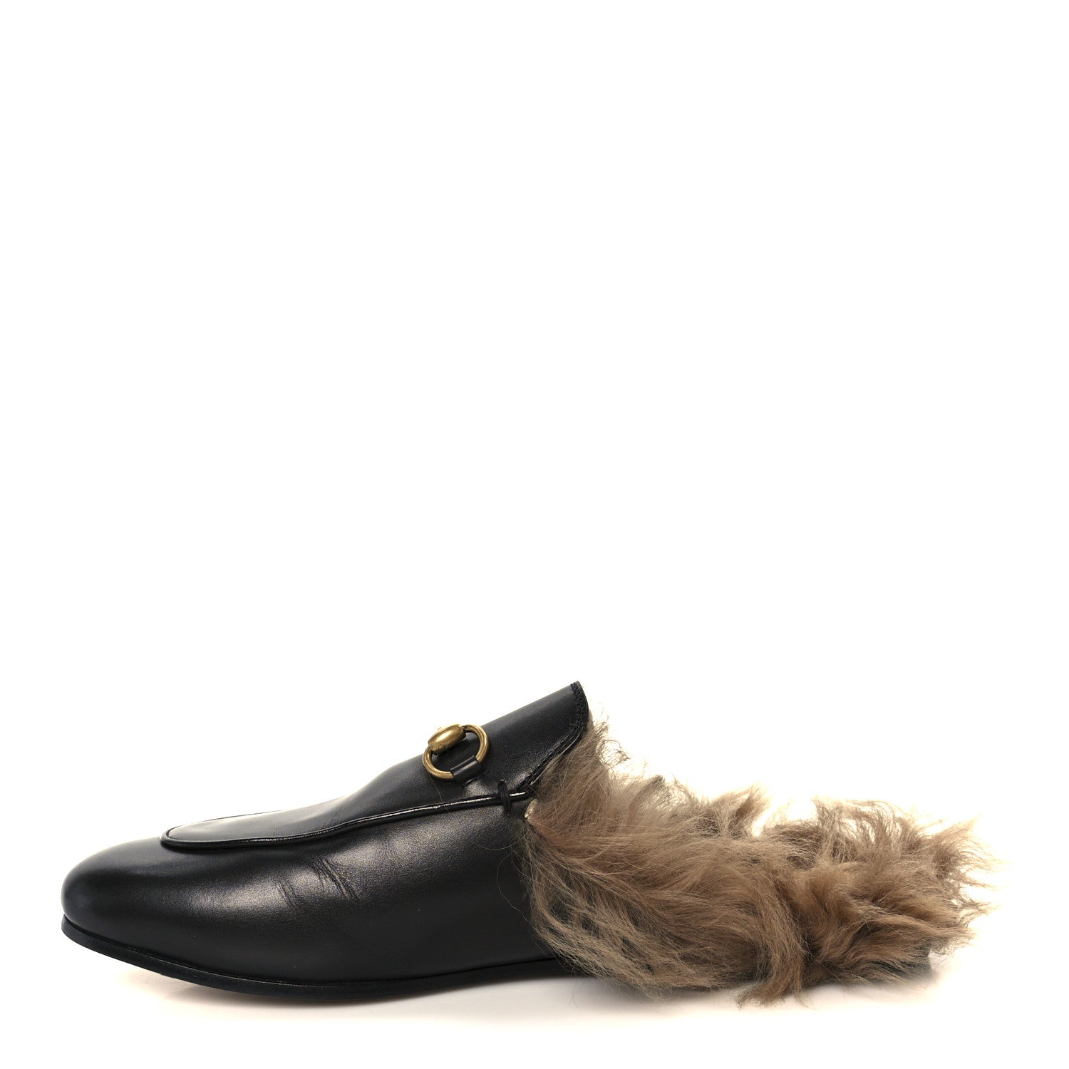 Calfskin Fur Womens Princetown Slippers 36.5 Black