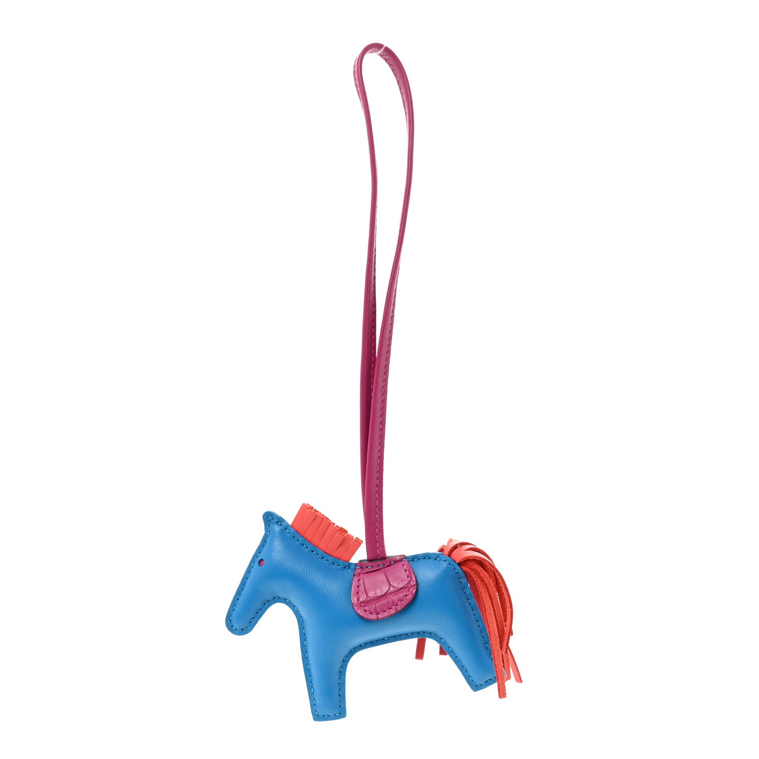 Milo Lambskin Matte Alligator Touch Grigri Rodeo Horse Bag Charm PM  Bleu France Orange Poppy Framboise