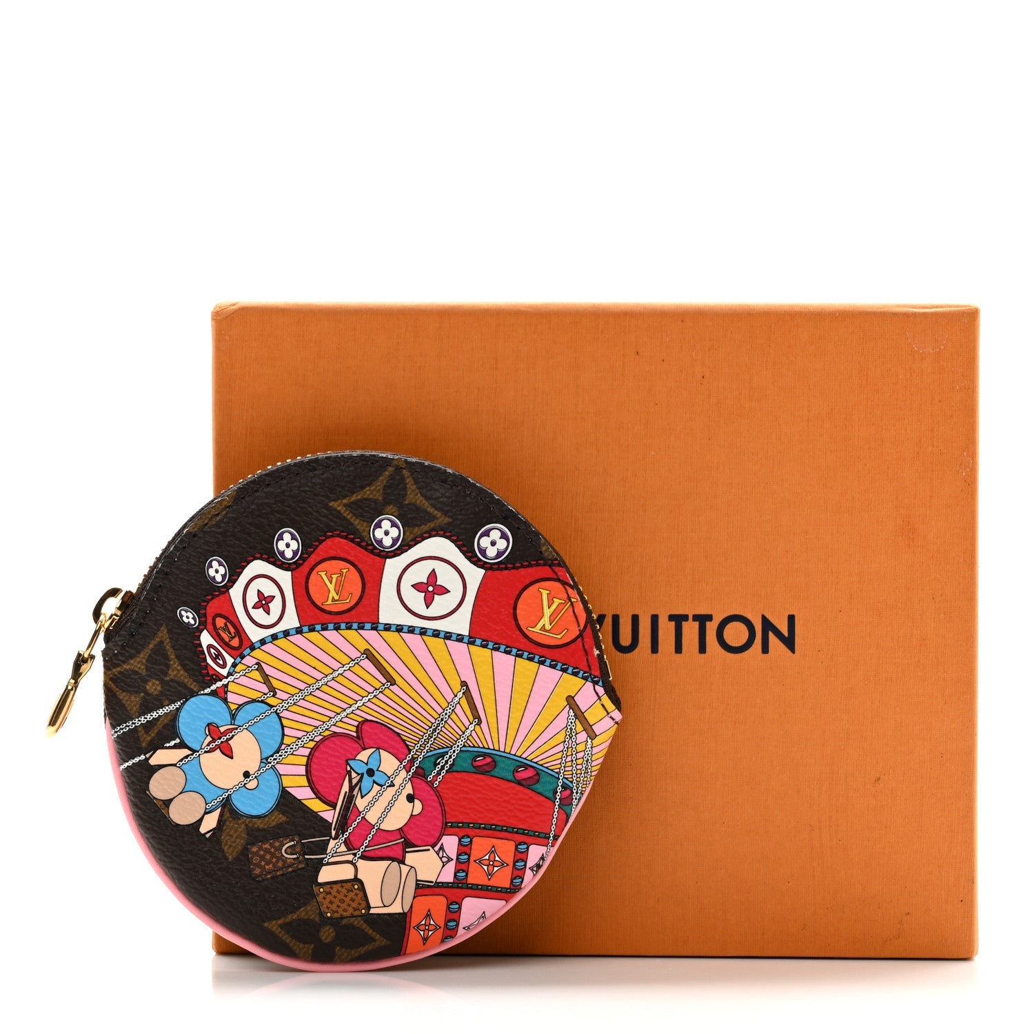 Monogram 2020 Christmas Animation Swing Ride Round Coin Purse Pink Poppy
