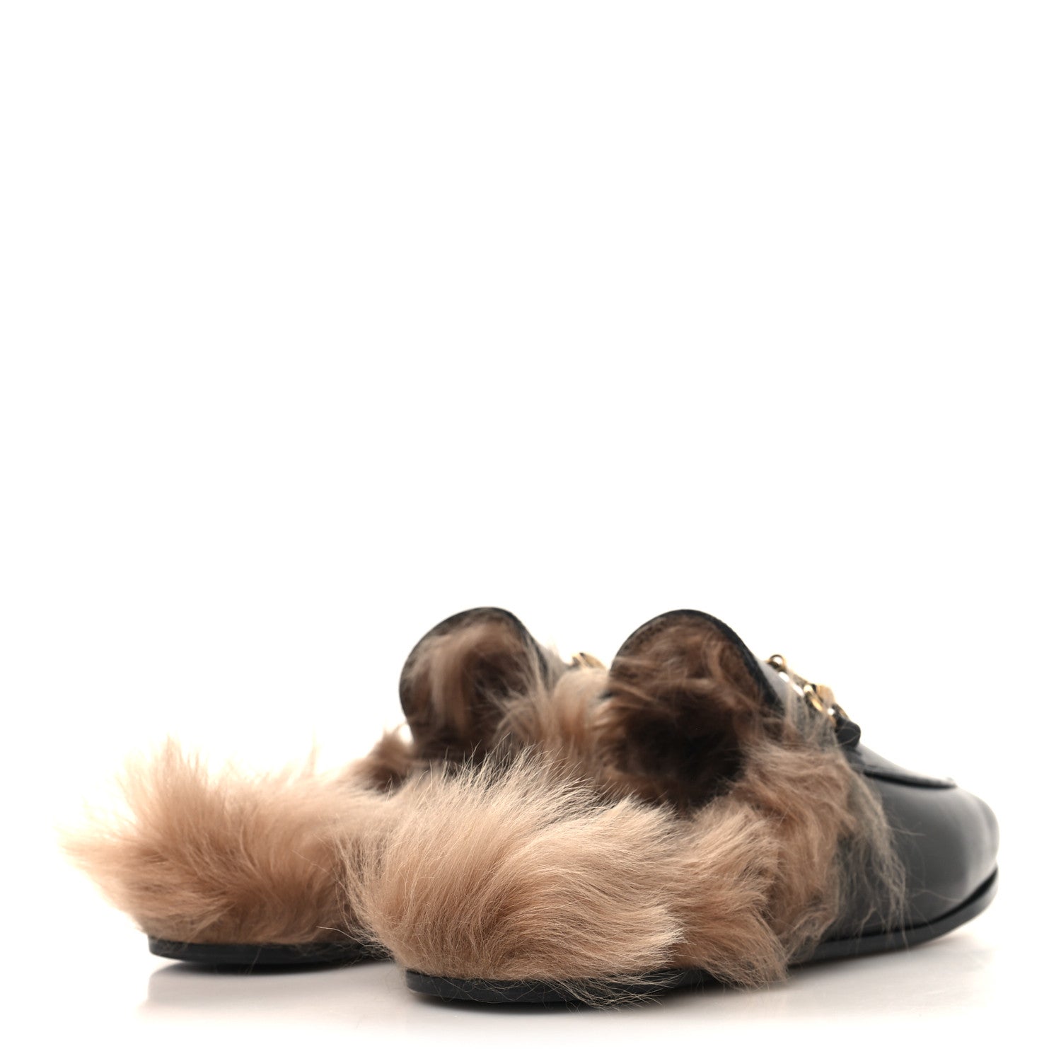 Calfskin Fur Womens Princetown Slippers 35 Black