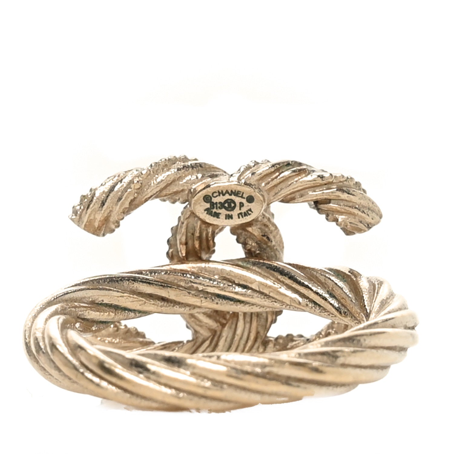 Crystal Twisted CC Ring 53 6.5 Gold