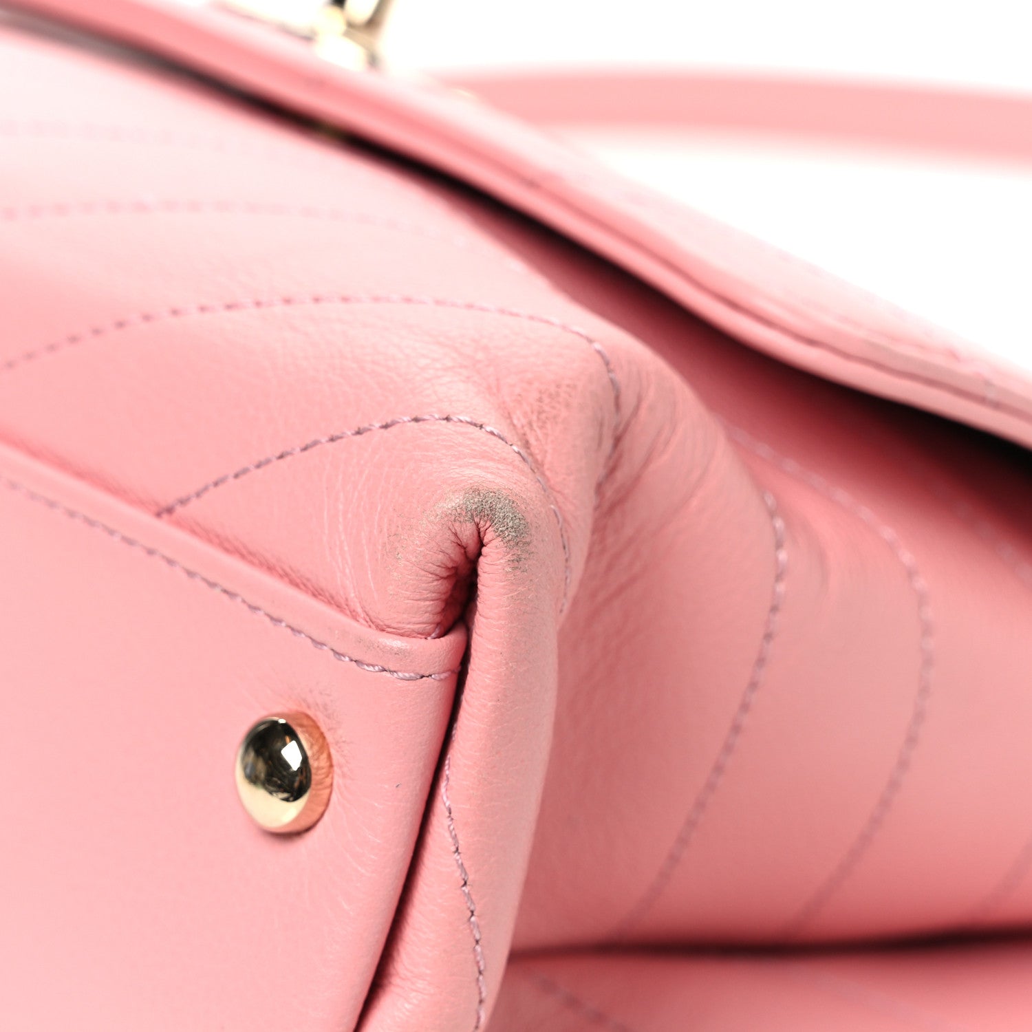 Grained Calfskin Small Chevron Chic Top Handle Flap Pink