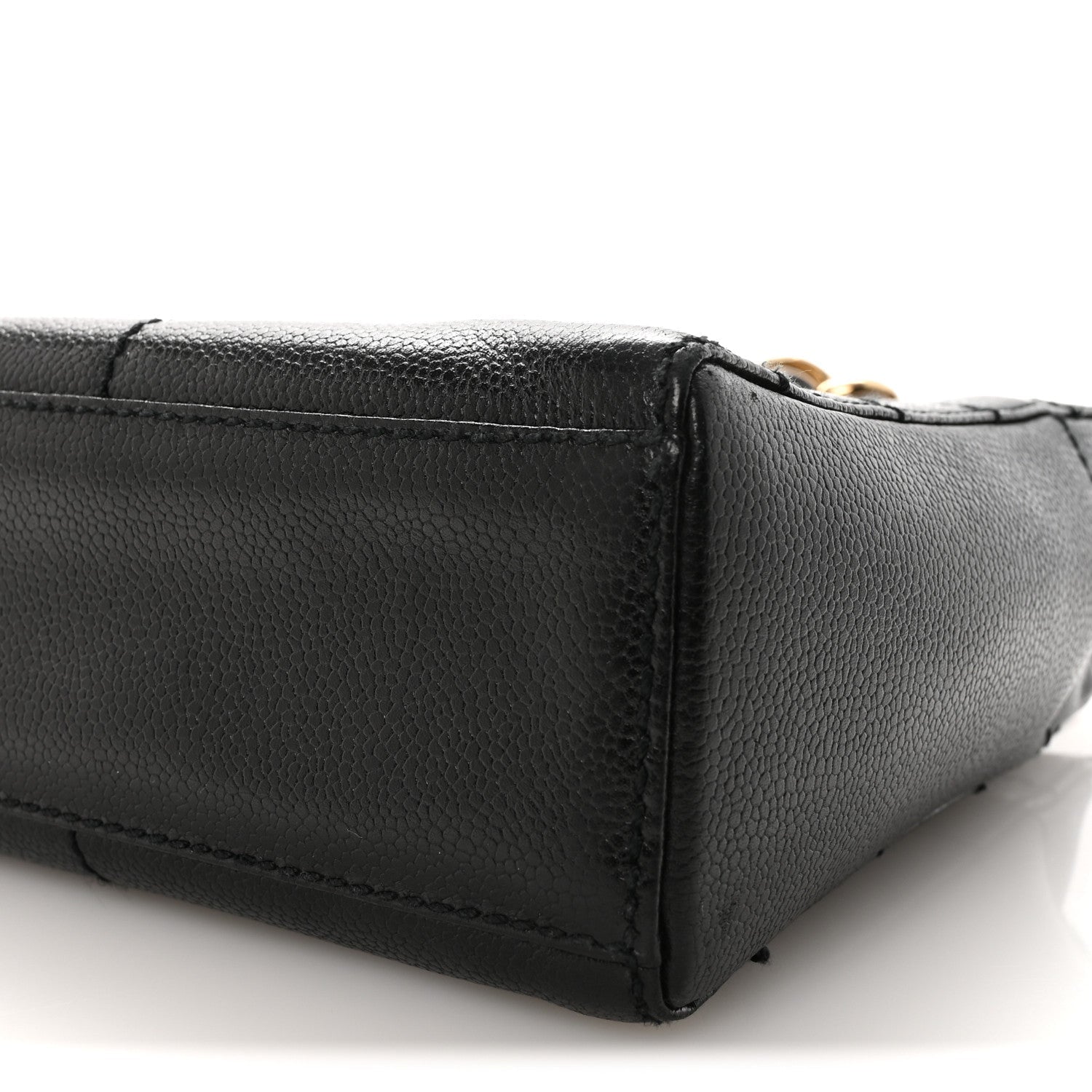 Caviar Stitched Chocolate Bar Shopping Tote Black