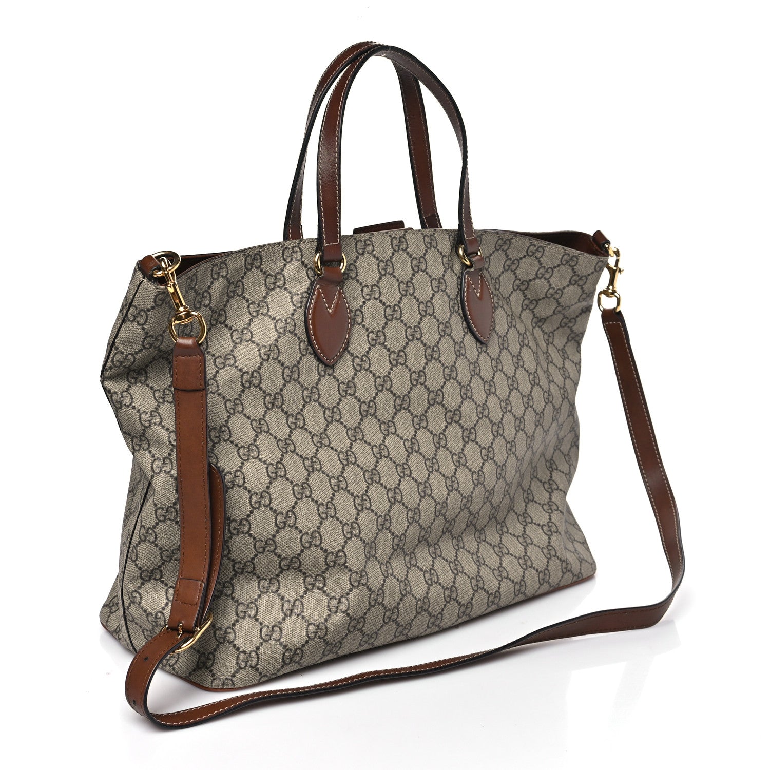 Soft GG Supreme Monogram Medium Crossbody Tote Beige Cuir