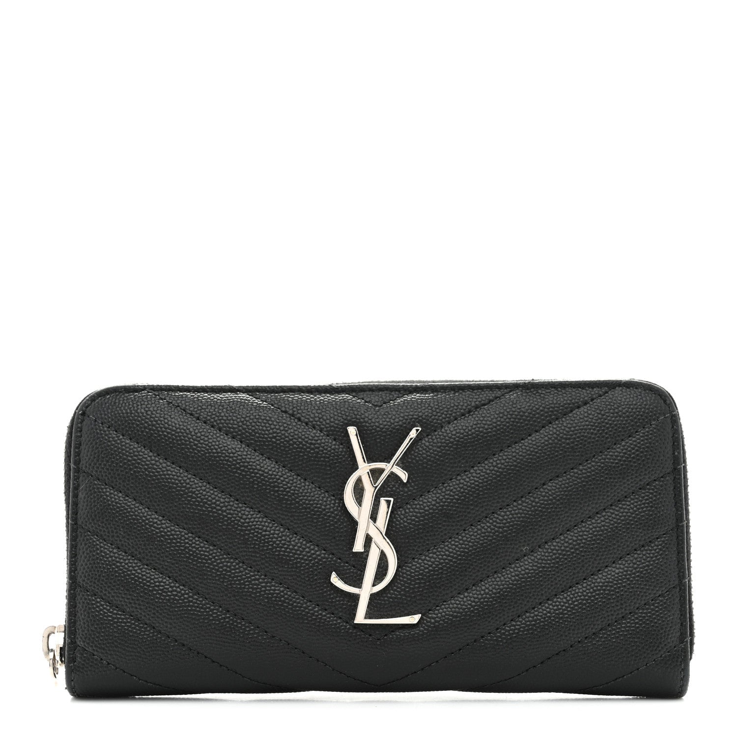 Grain De Poudre Matelasse Chevron Monogram Zip Around Wallet Black