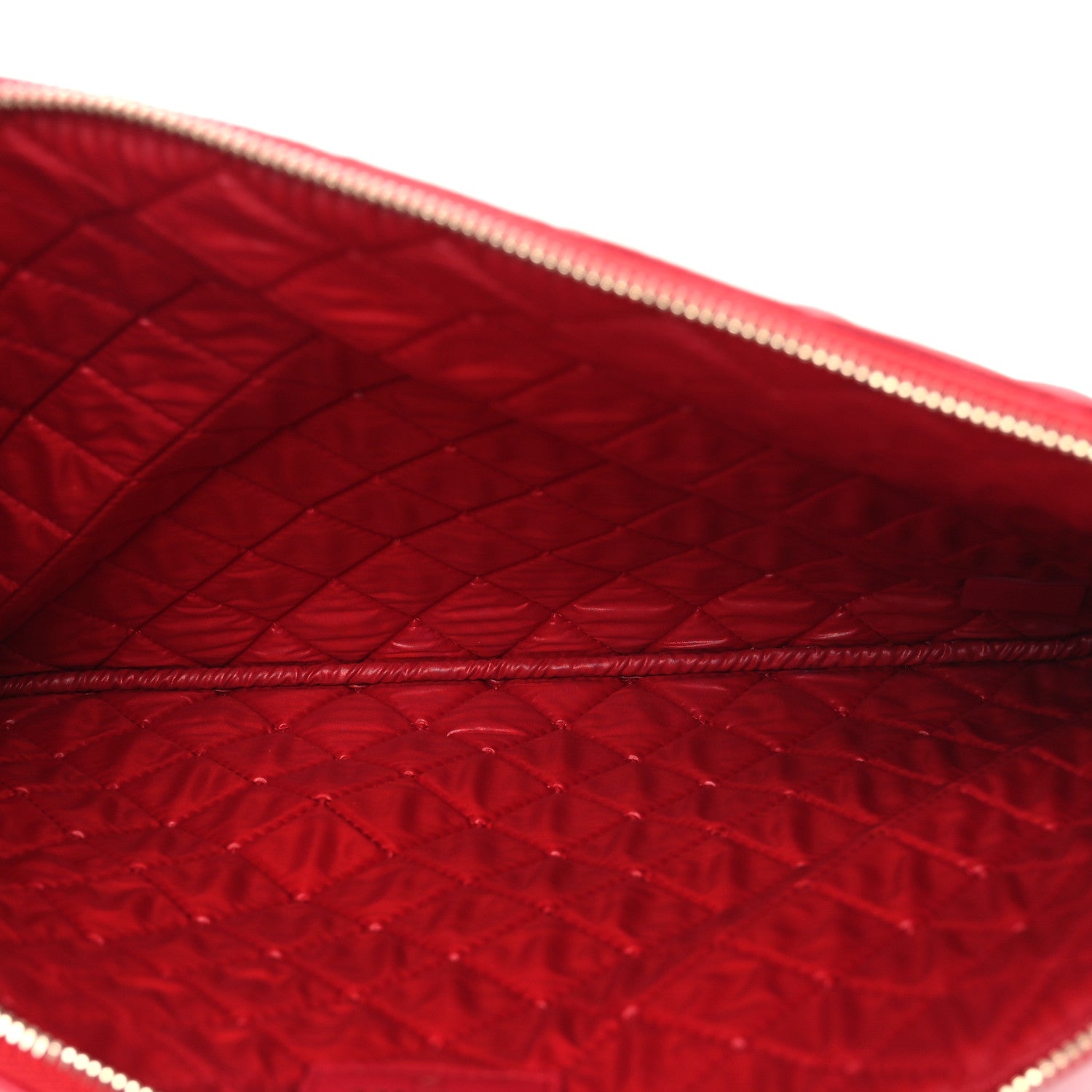 Lambskin Quilted Large Cosmetic Case Red