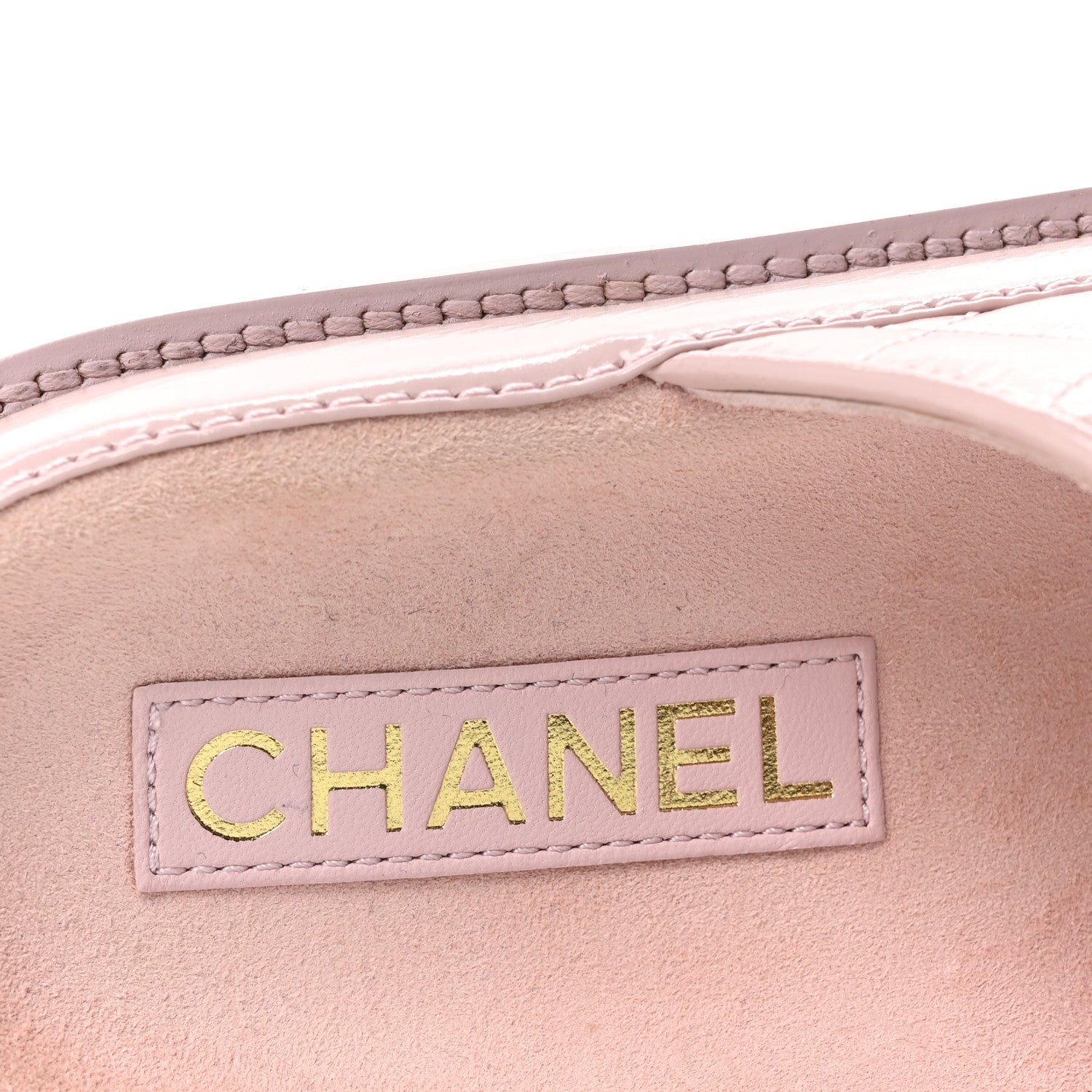 Shiny Calfskin Quilted Velcro Dad Crystal CC Slide Sandals 37.5 Light Pink
