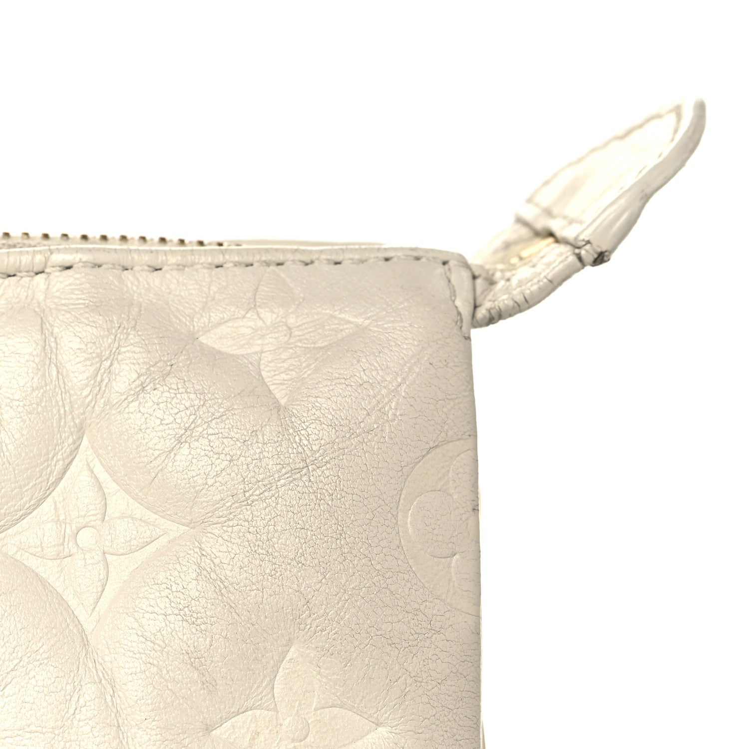 Lambskin Embossed Monogram Coussin PM Beige Cream