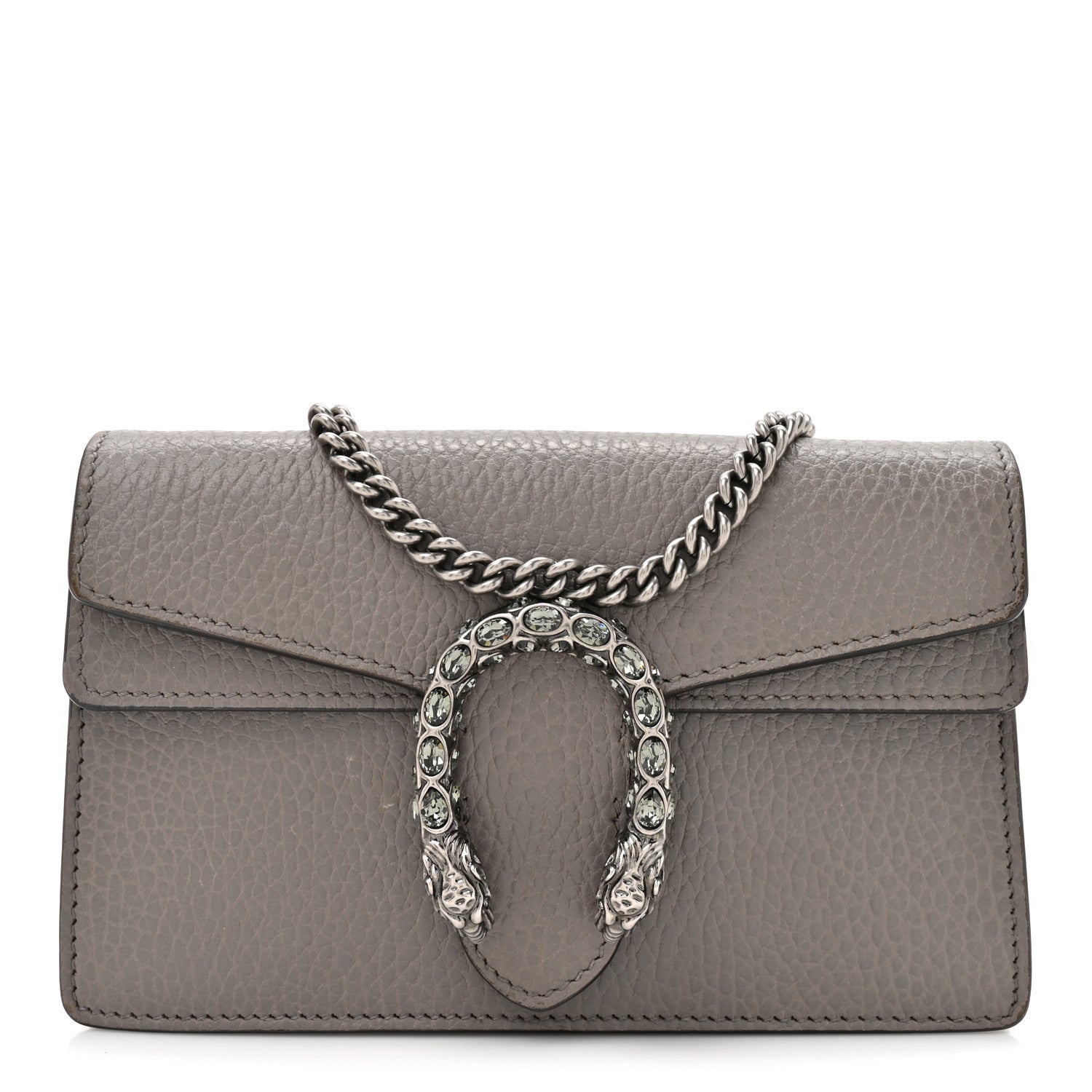 Dollar Calfskin Crystal Super Mini Dionysus Shoulder Bag Dusty Grey Black Diamond