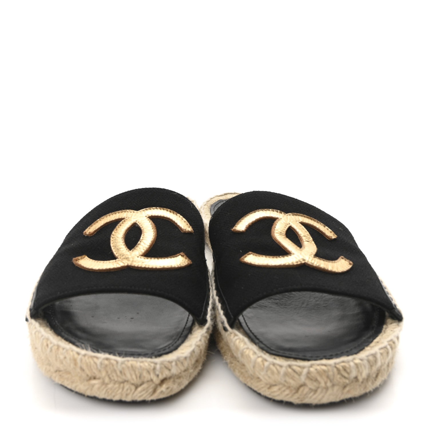 Wool Laminated Lambskin CC Slide Sandals 41 Black Gold