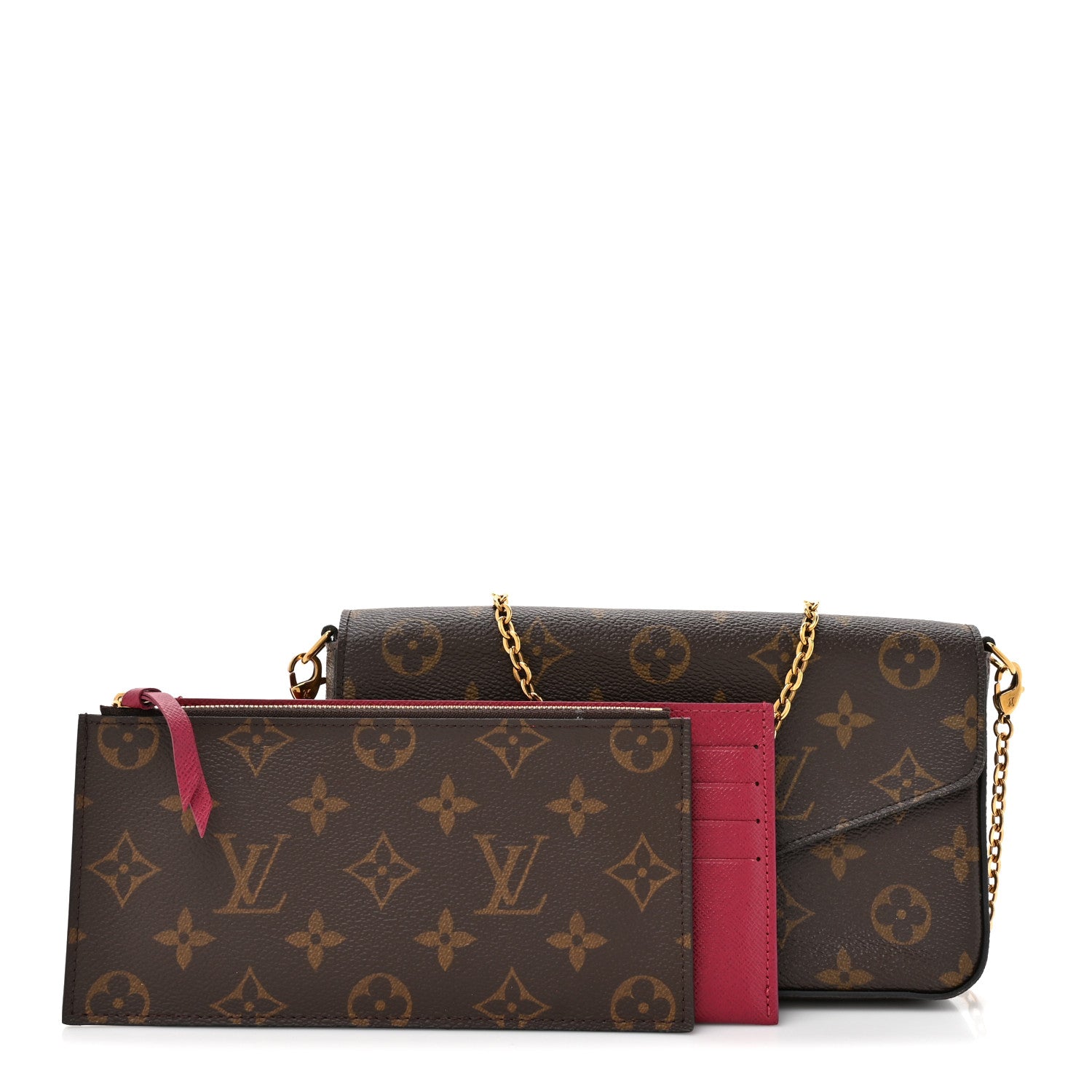 Monogram Pochette Felicie Chain Wallet Fuchsia