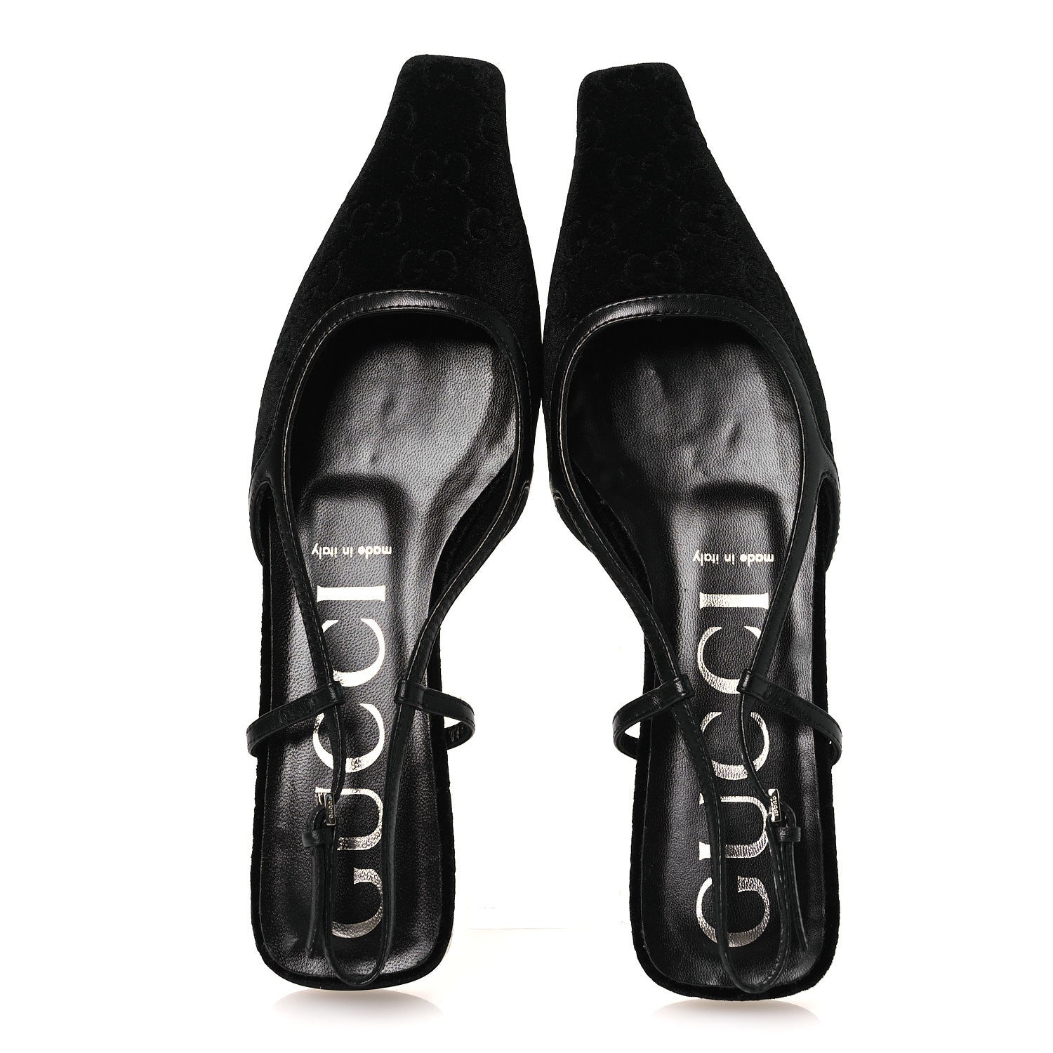 Velvet GG Monogram Slingback Ballet Flats 37.5 Black
