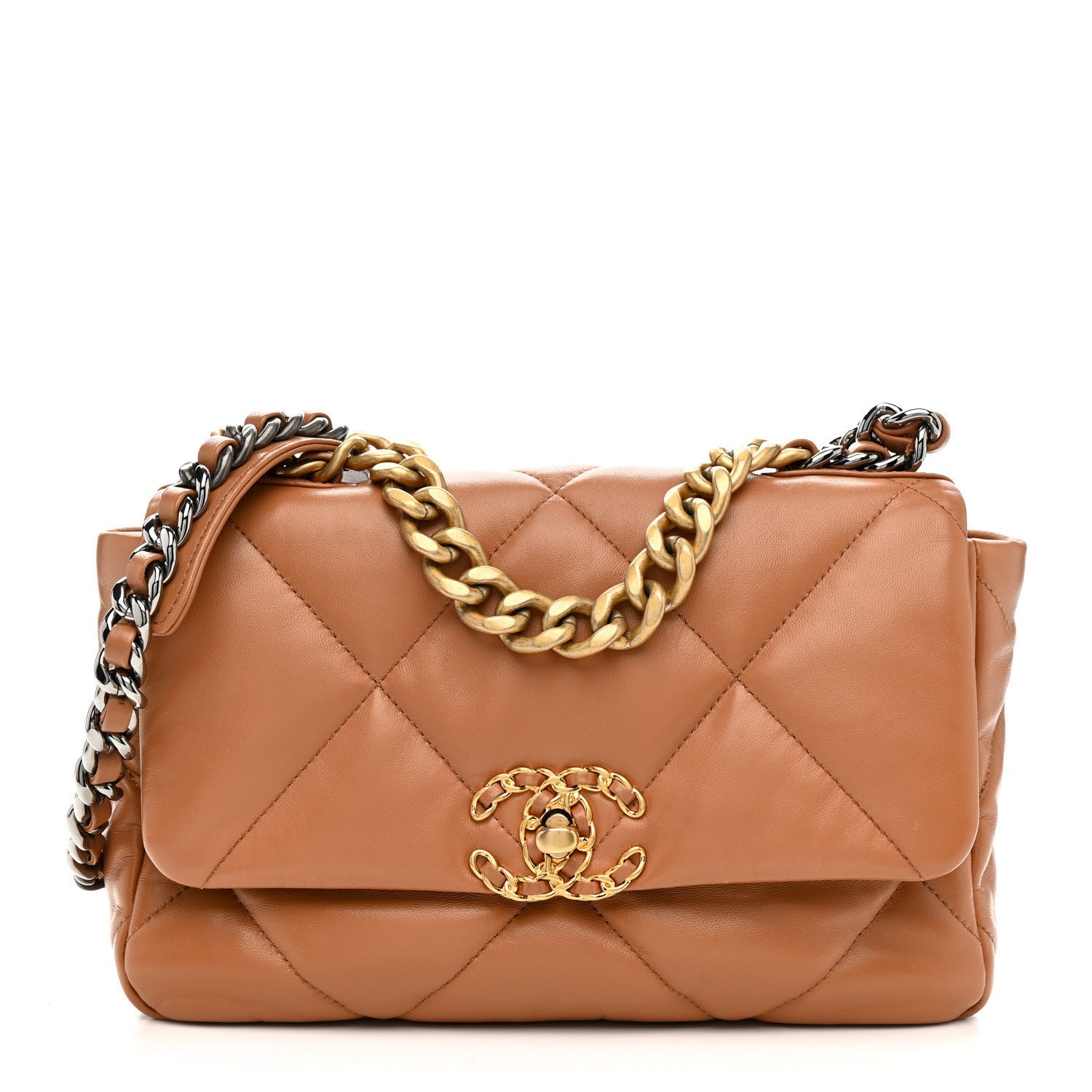 Lambskin Quilted Medium Chanel 19 Flap Brown