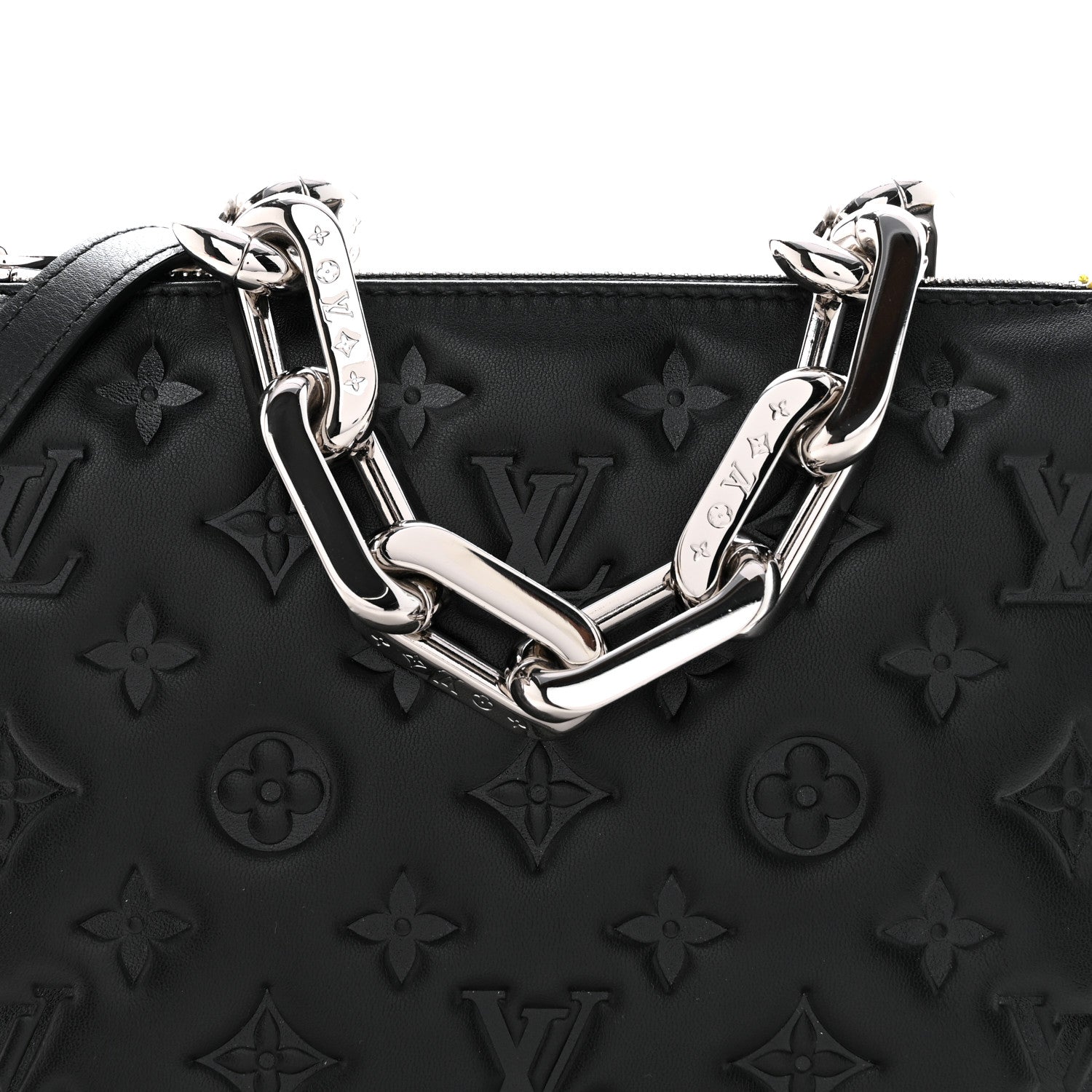 Lambskin Embossed Monogram Coussin BB Black