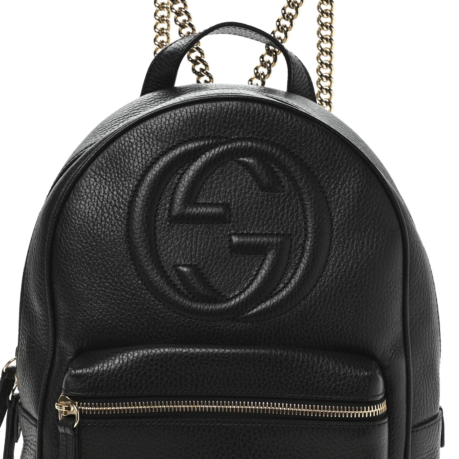 Pebbled Calfskin Soho Chain Backpack Black