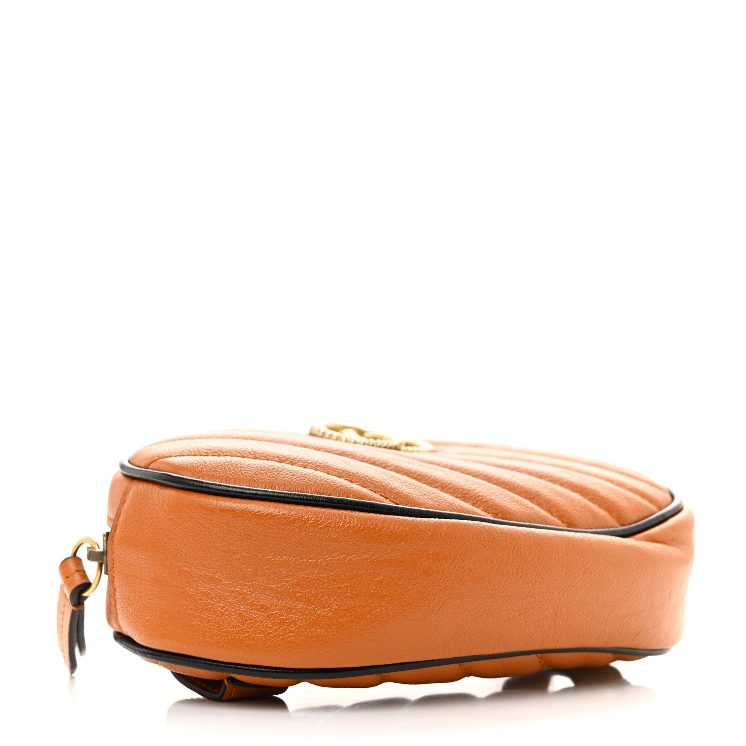 Vintage Effect Calfskin Matelasse Diagonal Torchon GG Marmont Belt Bag 65 25 Cognac