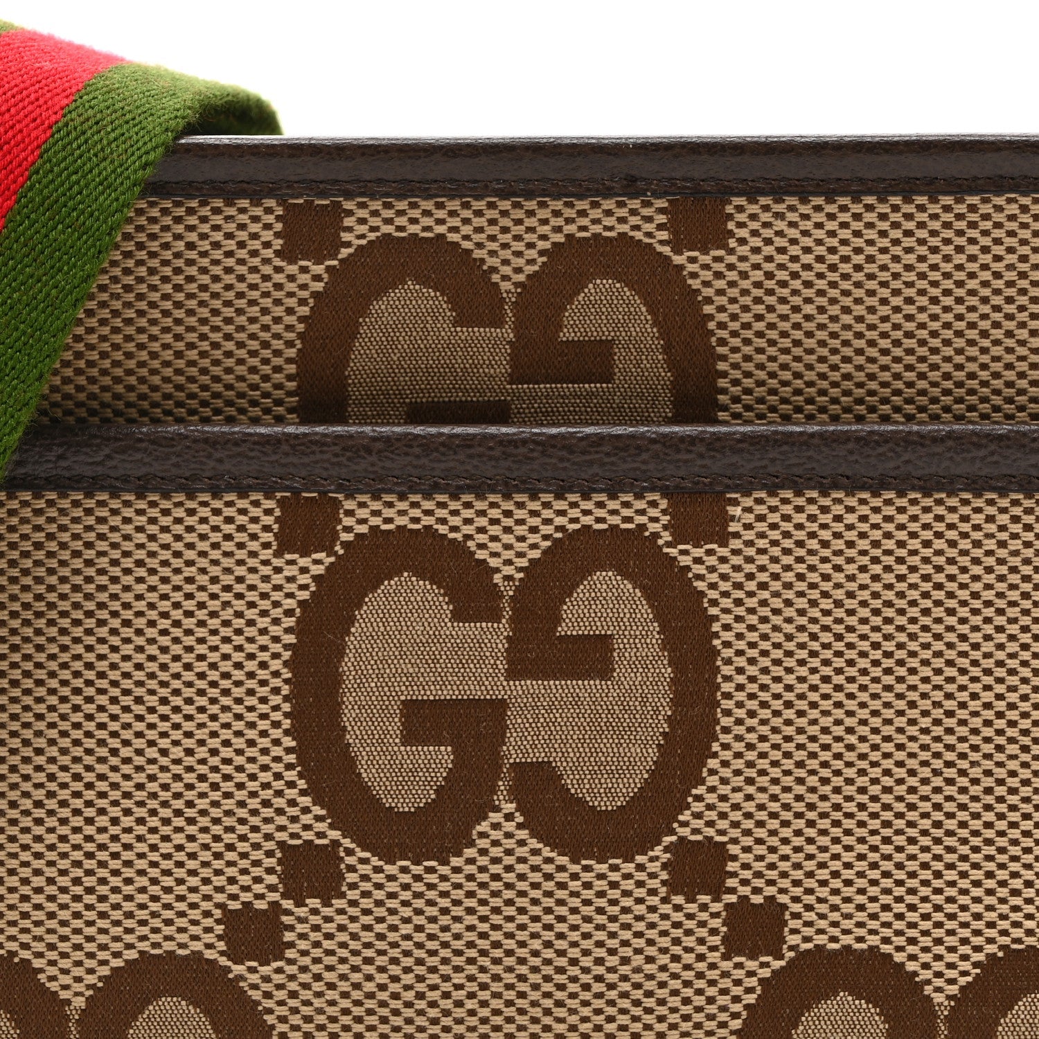 Monogram Jumbo GG Textured Dollar Calfskin Web Mini Crossbody Bag Camel Ebony New Acero