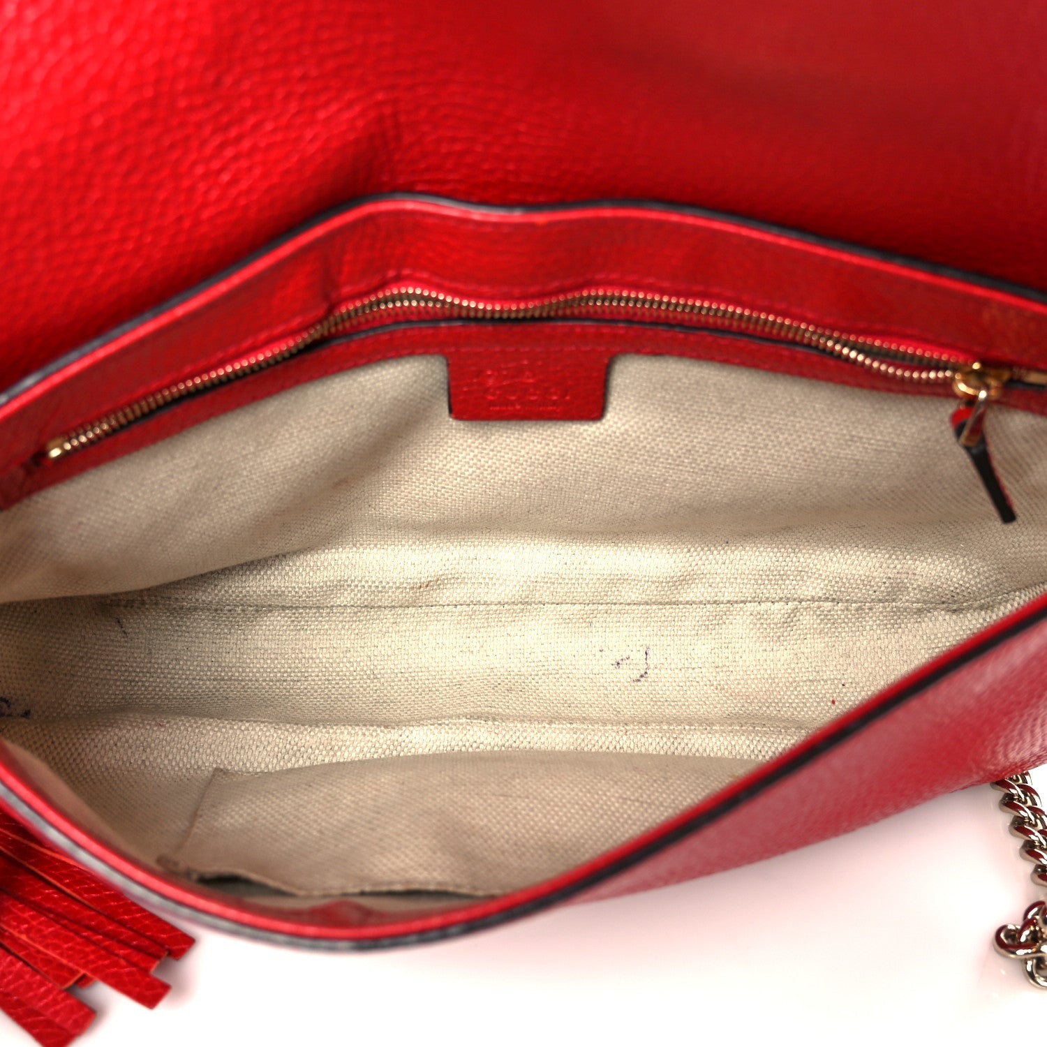 Pebbled Calfskin Medium Soho Flap Crossbody Vibrant Red