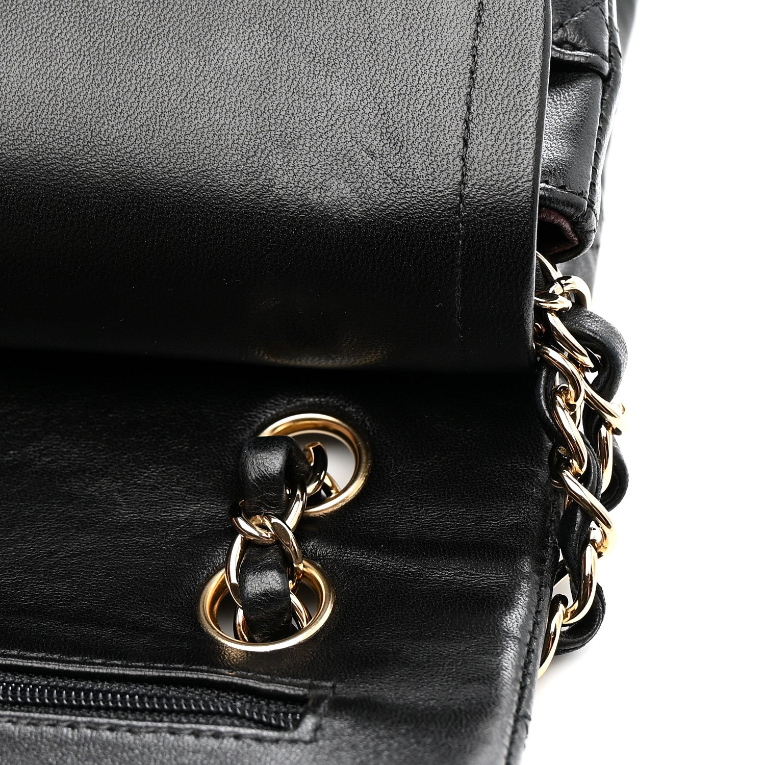 Lambskin Quilted Medium Double Flap Black