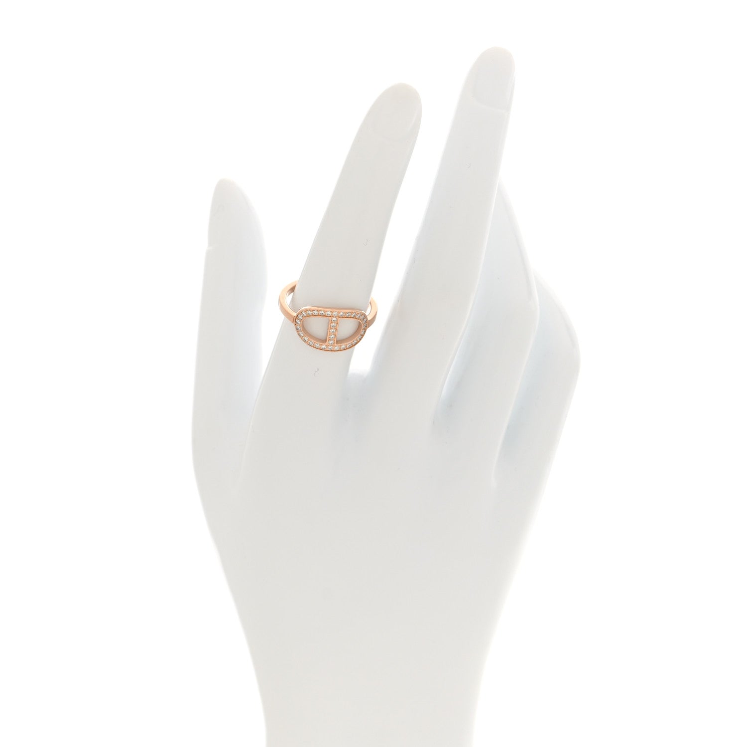 18K Rose Gold Diamond MM Chaine d'Ancre Contour Ring 54 6.75
