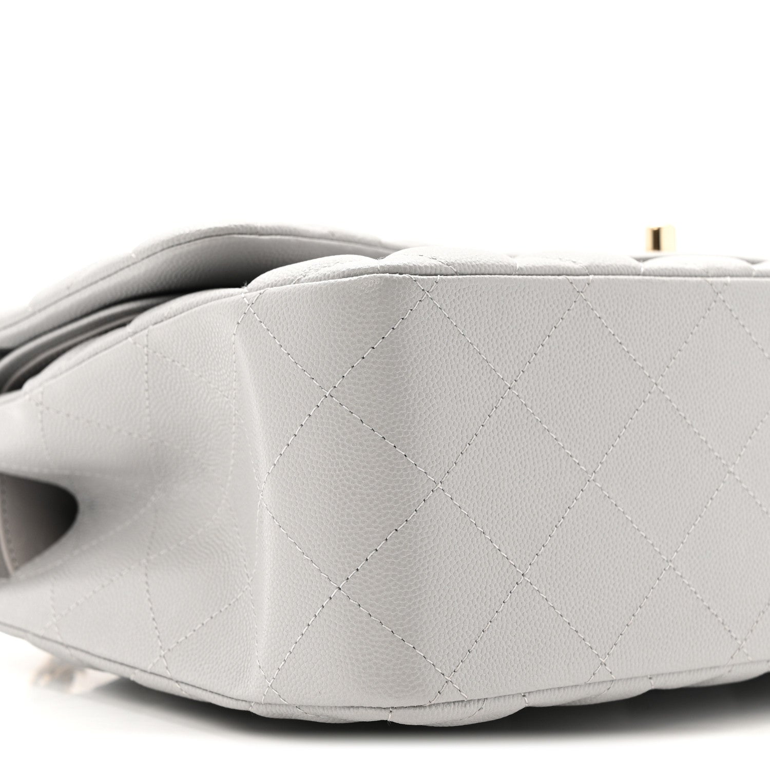 Caviar Quilted Jumbo Double Flap Grey