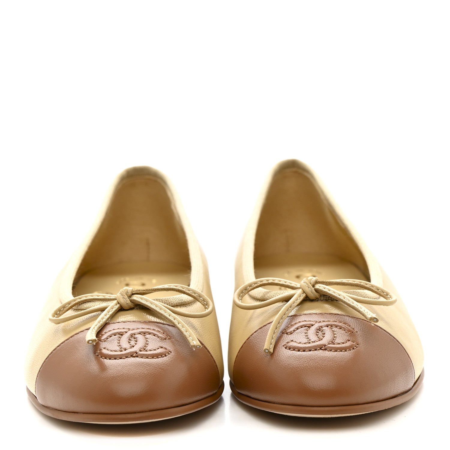 Lambskin Cap Toe CC Ballerina Flats 35.5 Beige Light Beige