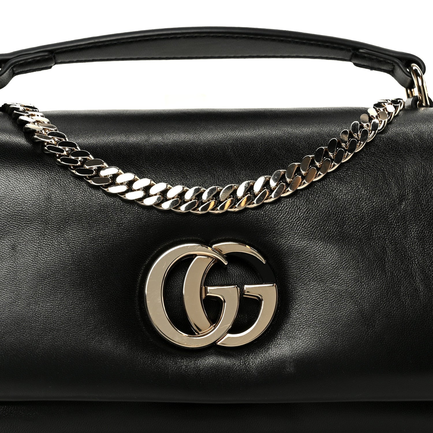 Lambskin Small GG Milano Top Handle Shoulder Bag Black