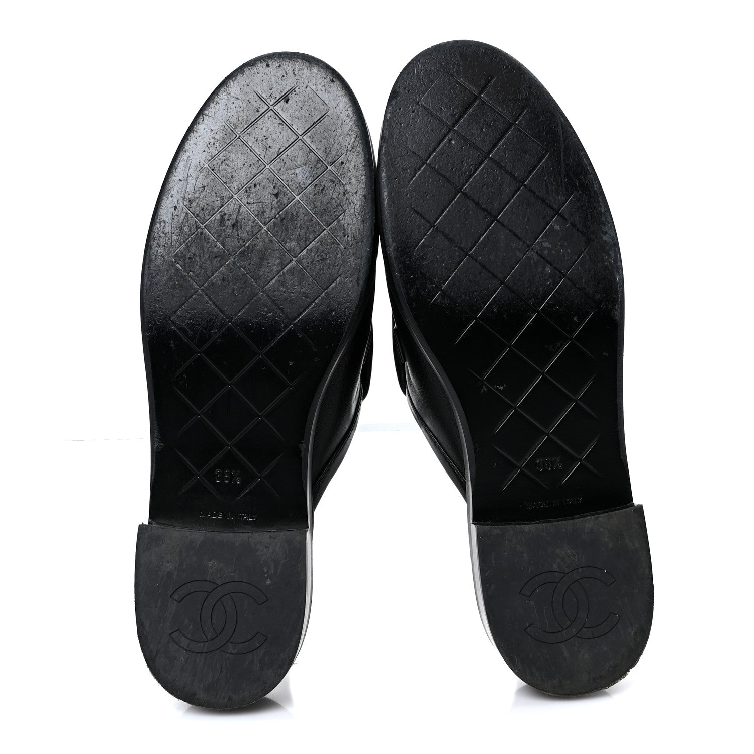 Lambskin Quilted CC Turnlock Mules 38.5 Black