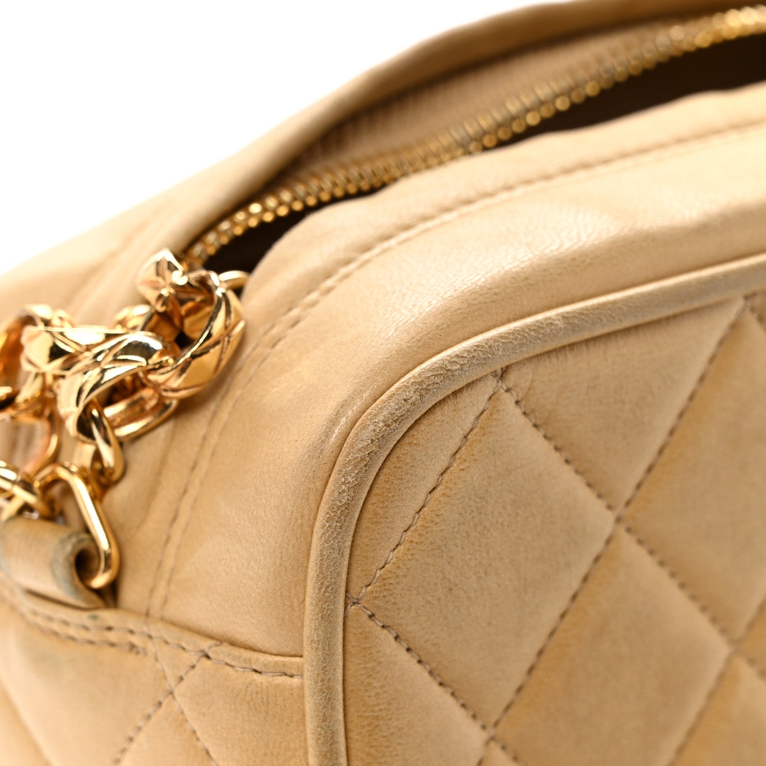 Lambskin Quilted Tassel Flap Camera Bag Light Beige