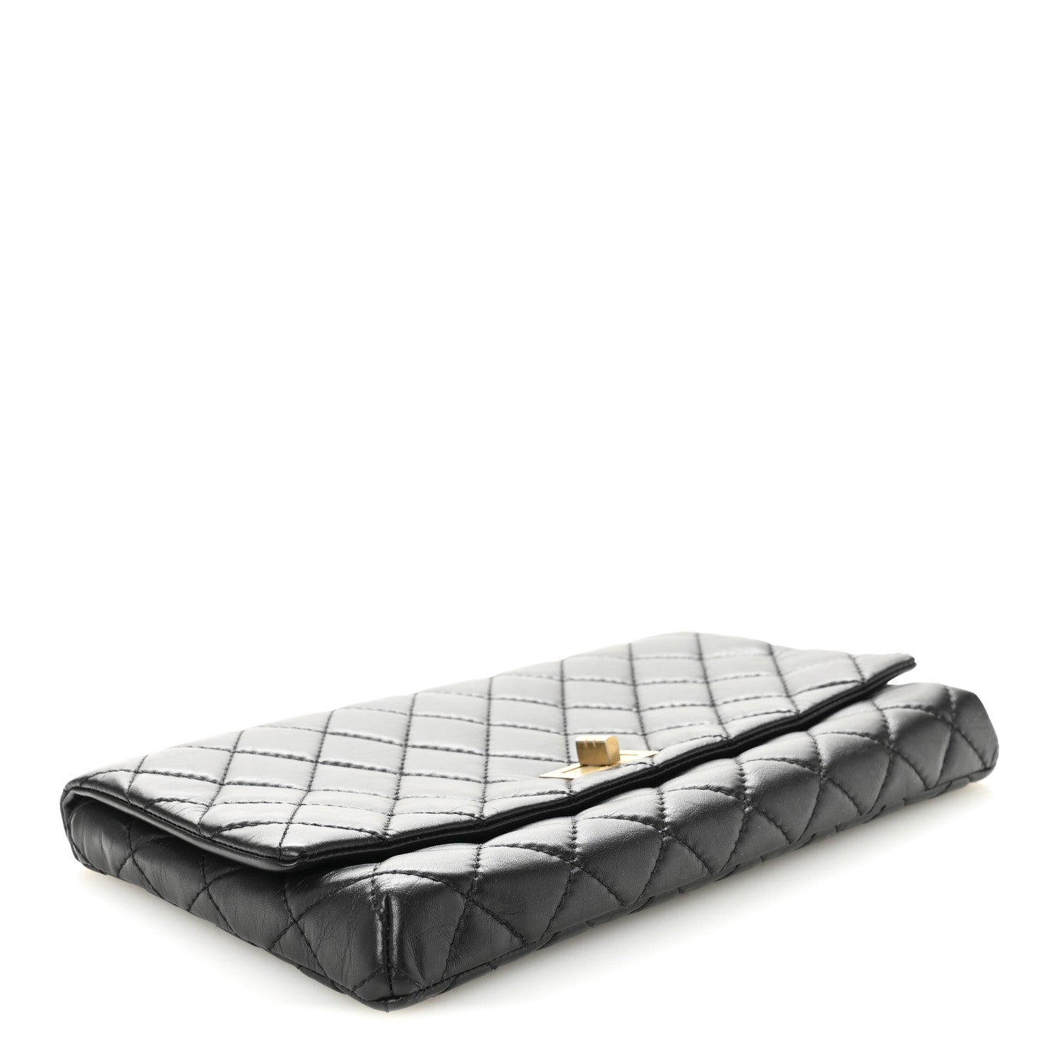 Aged Calfskin Quilted Reissue 2.55 Clutch Black
