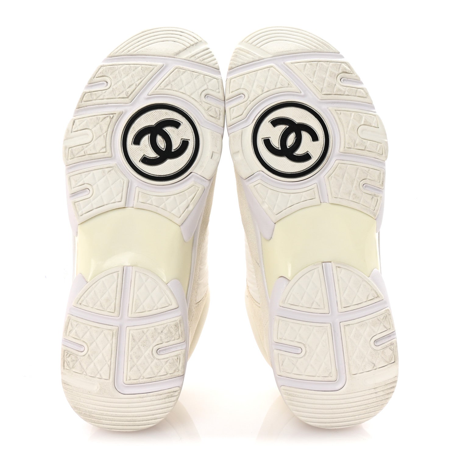 Suede Calfskin Fabric CC Sneakers 38 White