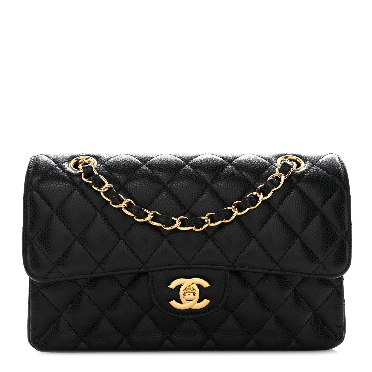 Caviar Quilted Small Double Flap Black