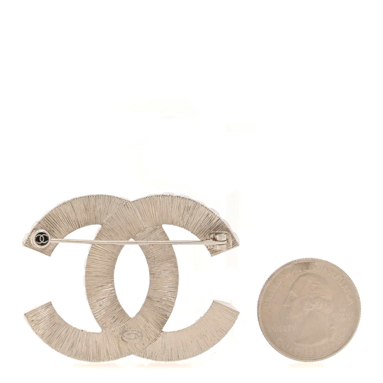 Baguette Crystal CC Brooch Silver