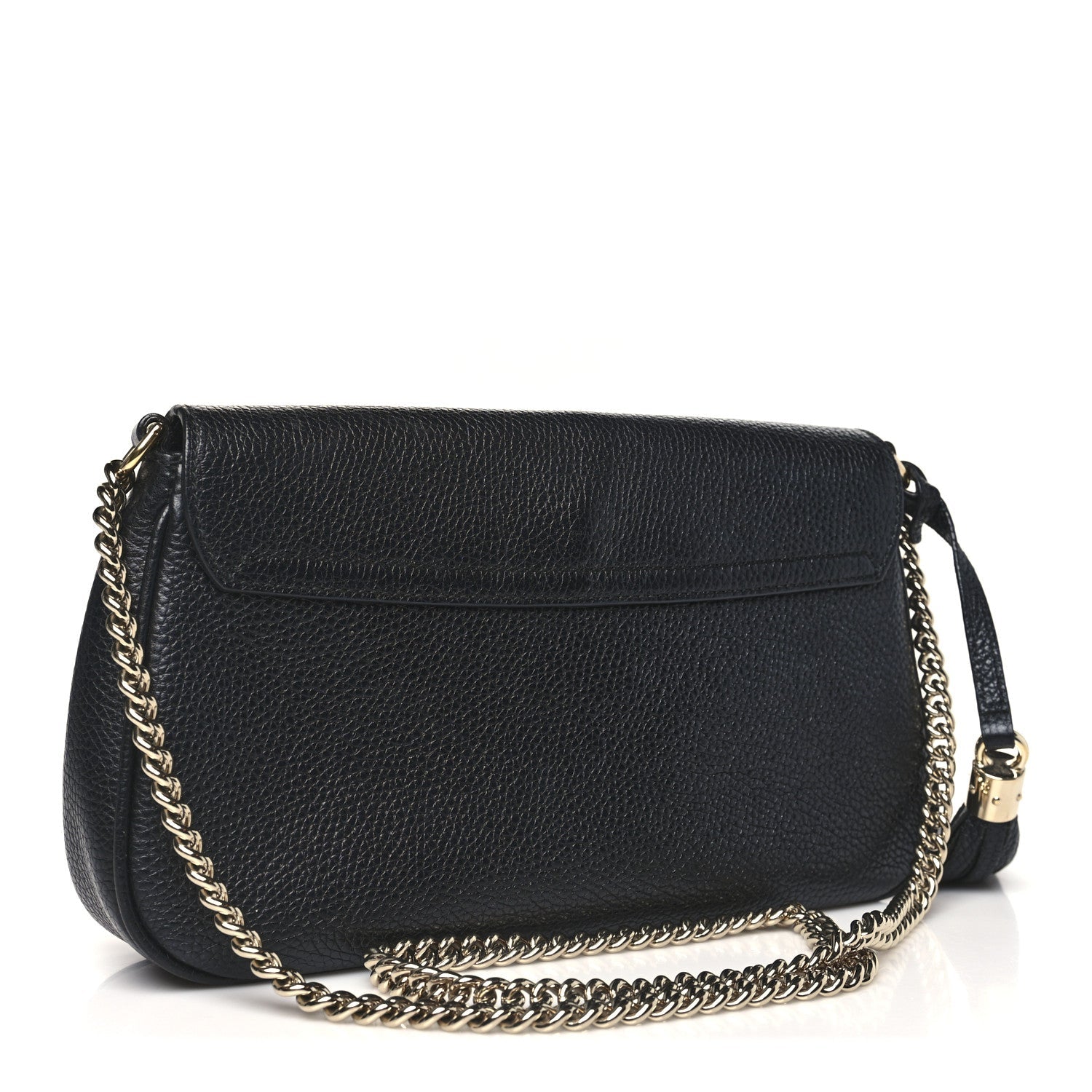 Pebbled Calfskin Medium Soho Flap Crossbody Black