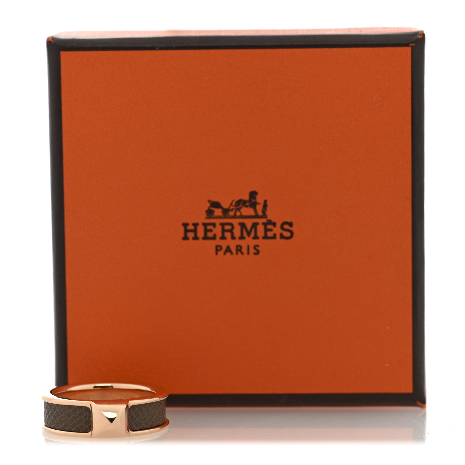 Madame Calfskin Athena Simple Stud Ring 55 7.25 Etoupe