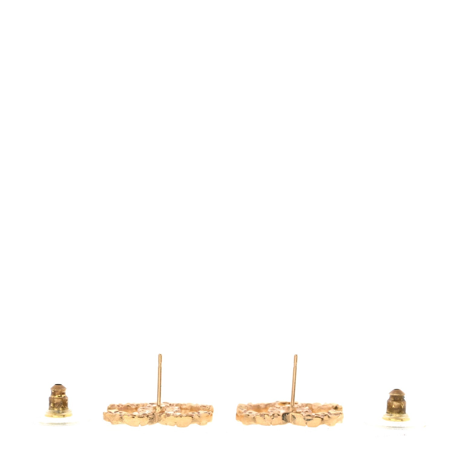 Metal Textured CC Earrings Gold