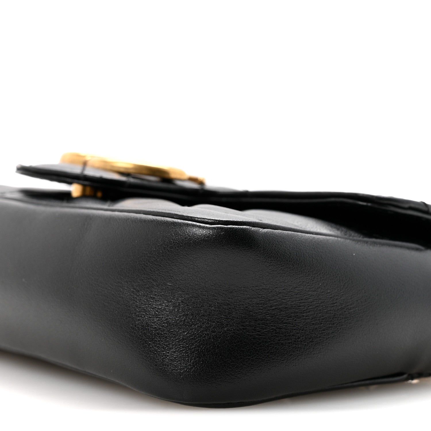 Calfskin Matelasse Super Mini GG Marmont Shoulder Bag Black