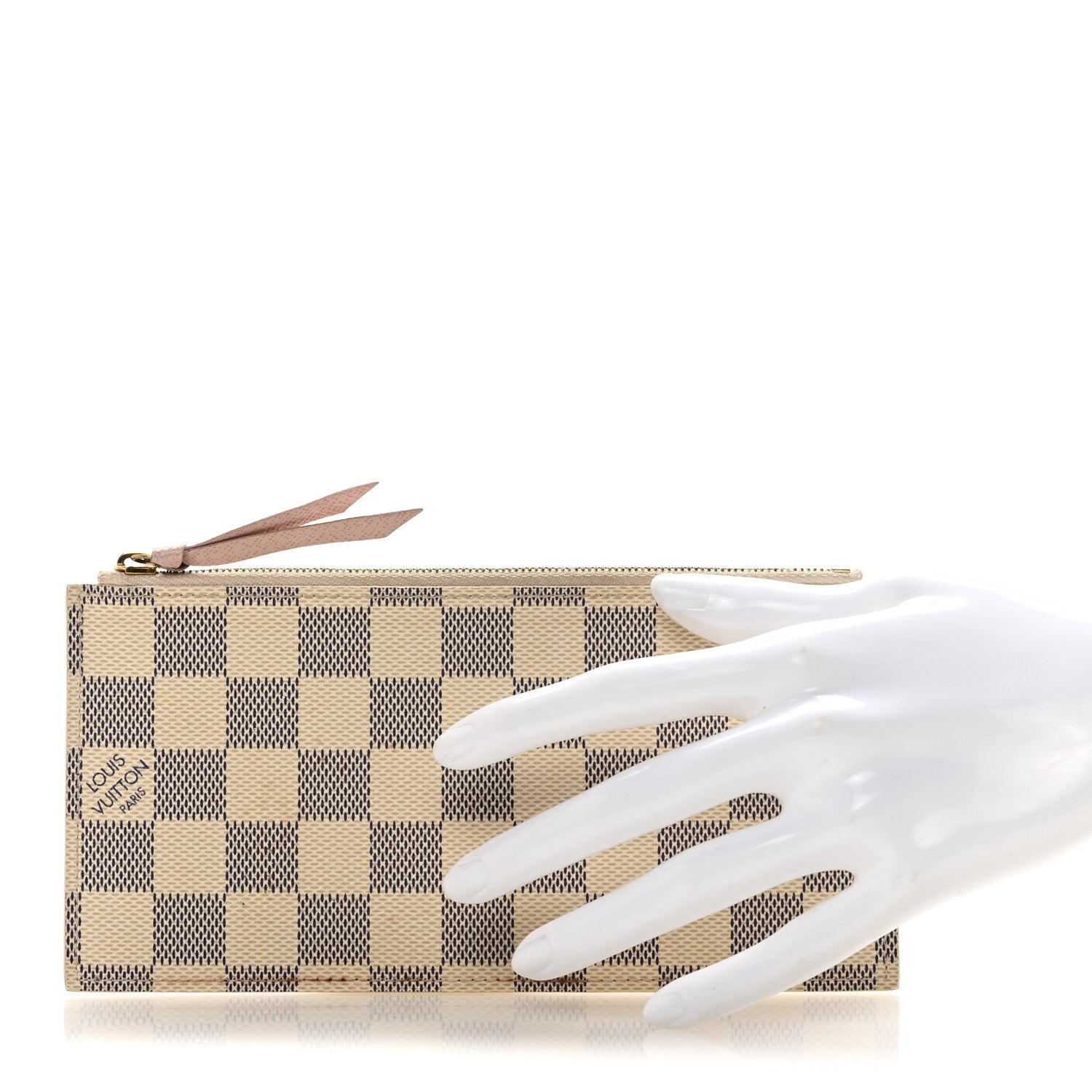 Damier Azur Felicie Chain Wallet Zippered Insert Rose Ballerine