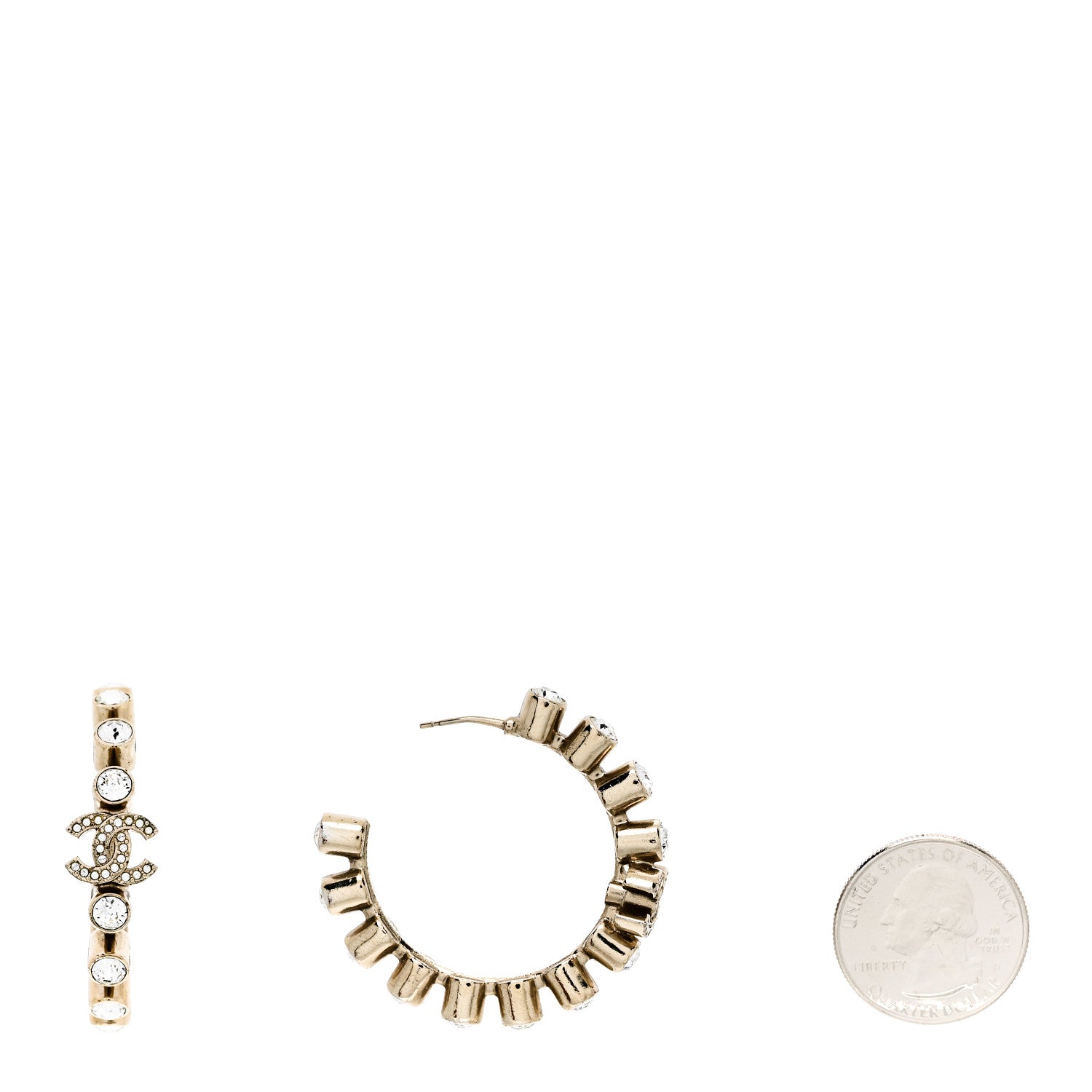 Crystal CC Hoop Earrings Gold