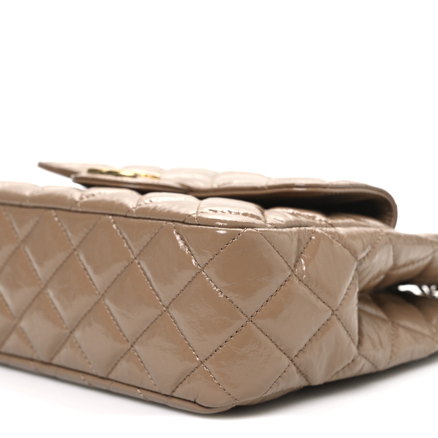 Shiny Crumpled Calfskin Quilted Wavy CC Hobo  Dark Beige