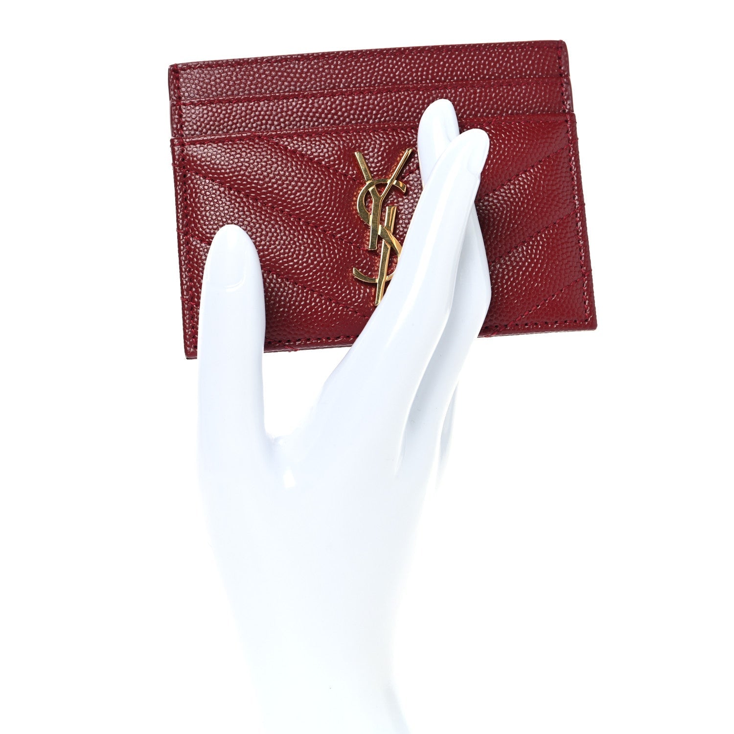 Grain De Poudre Matelasse Chevron Monogram Credit Card Case Palissandre