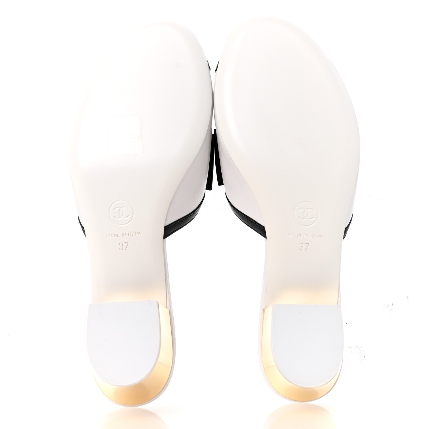 Lambskin Grosgrain Bow Mules 37 White Black