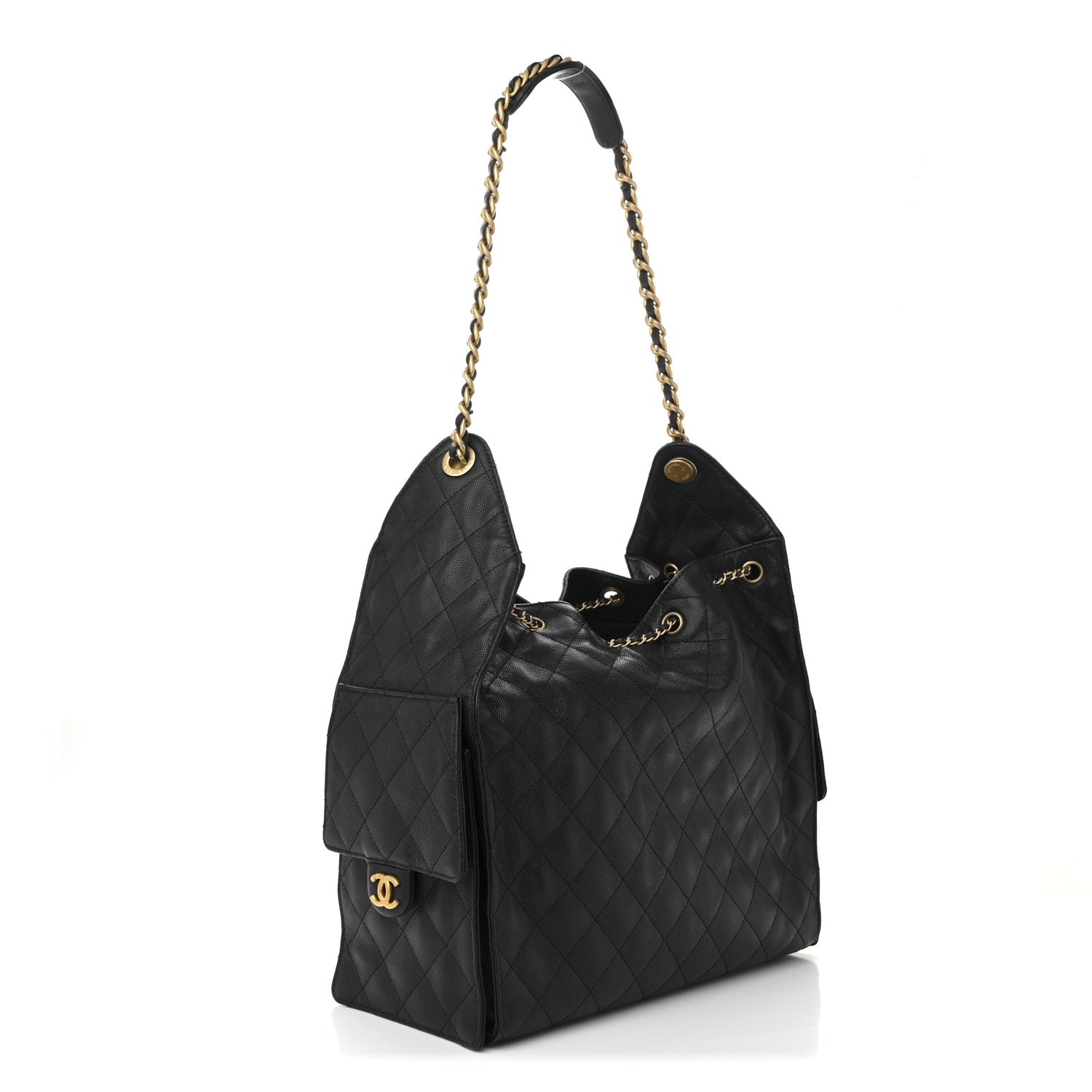 Caviar Quilted Medium Chanel 25 Handbag Black