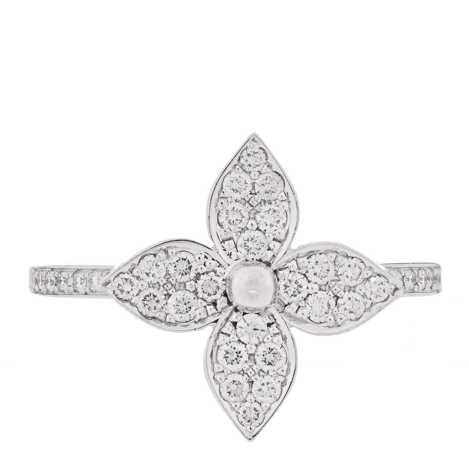 18K White Gold Diamond Star Blossom Ring 53 6.5