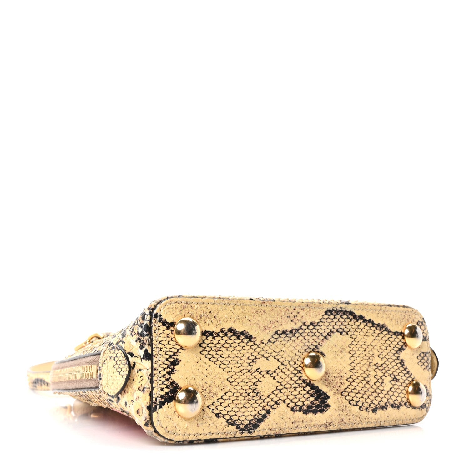 Snakeskin Boarded Plutone Calfskin Mini Horsebit 1955 Top Handle Bag Wild Rose Beige
