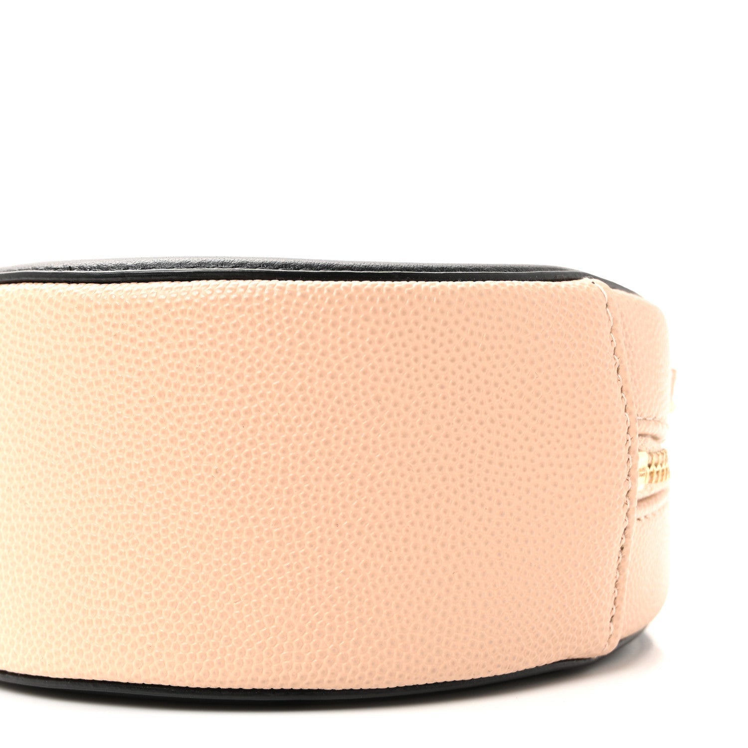 Caviar Quilted Round Filigree Crossbody Beige Black